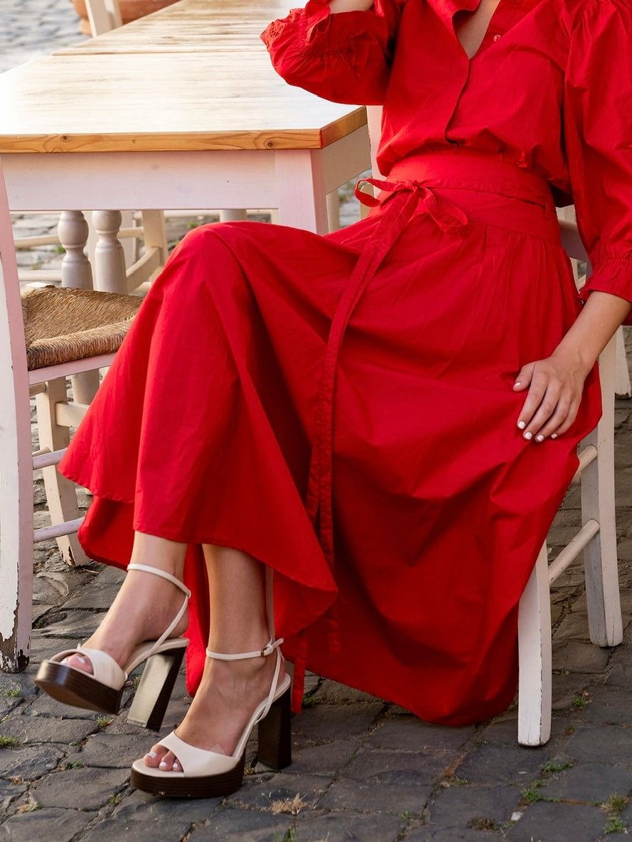 Astrid Skirt, City Red Poplin