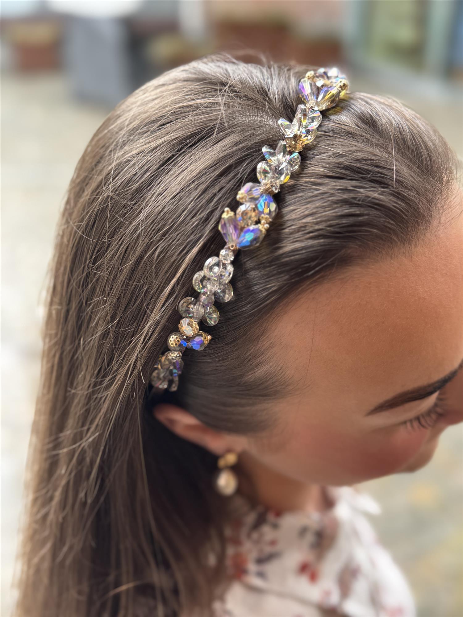 Crystal Hair Band, Taupe