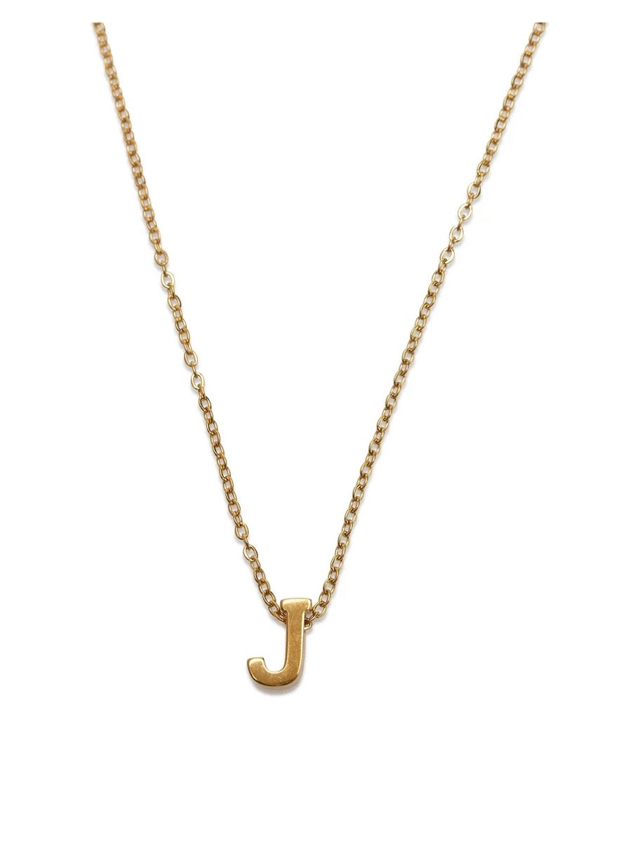 Viola - Letter Necklace Stainless Steel Gold - J