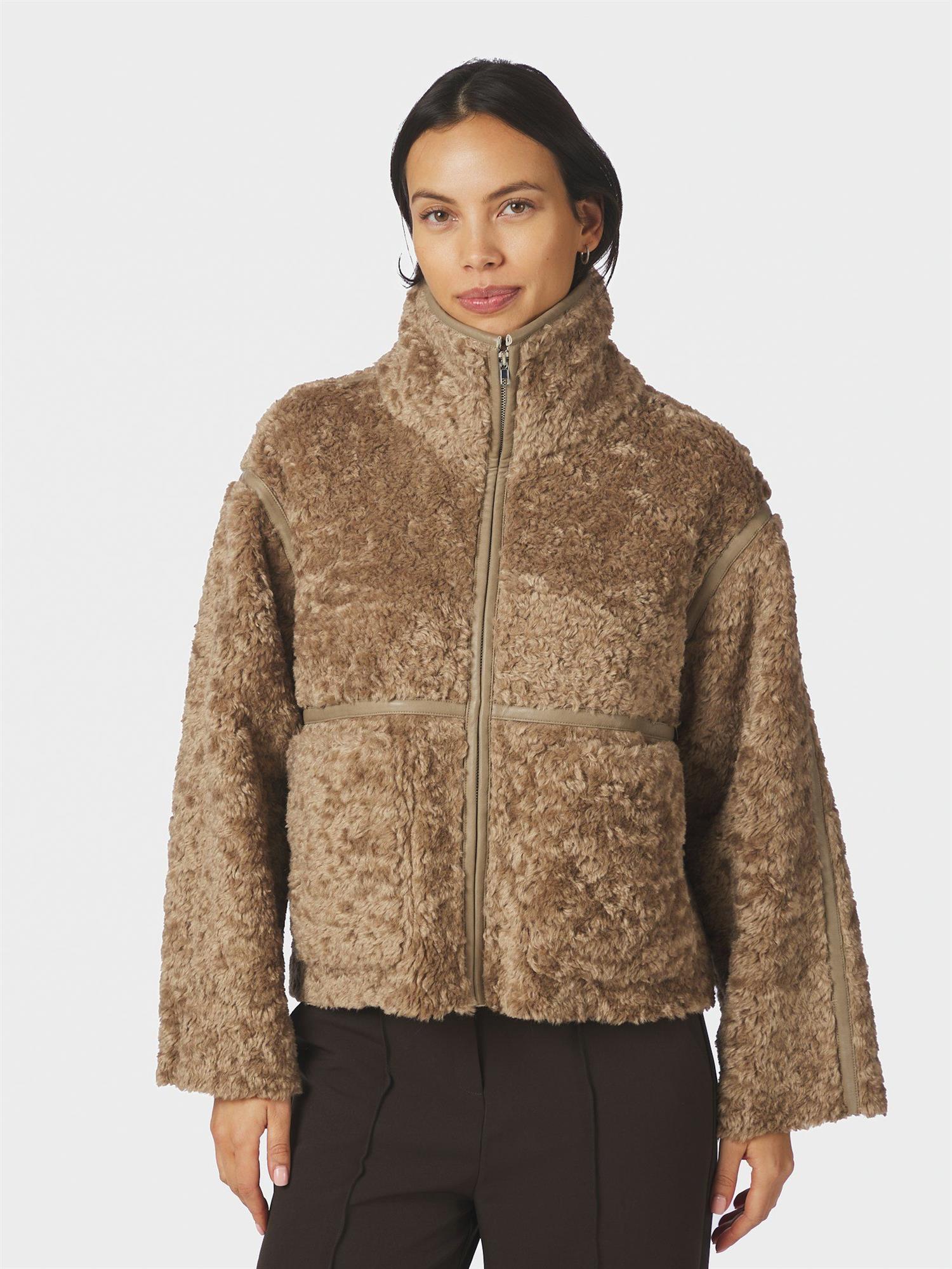 Nida Faux Fur Jacket, Taupe