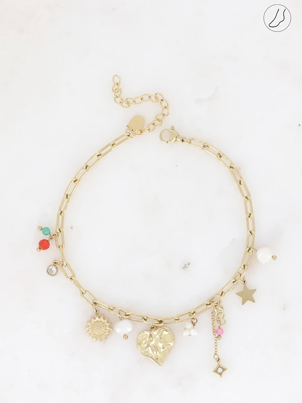 Ankle bracelet, Apple- heart, Gold
