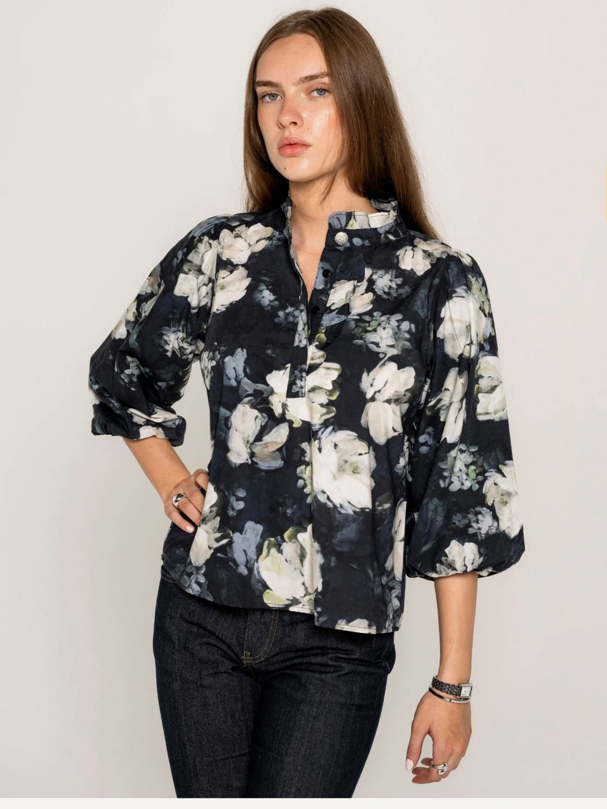 Ella Blouse, Blue Garden