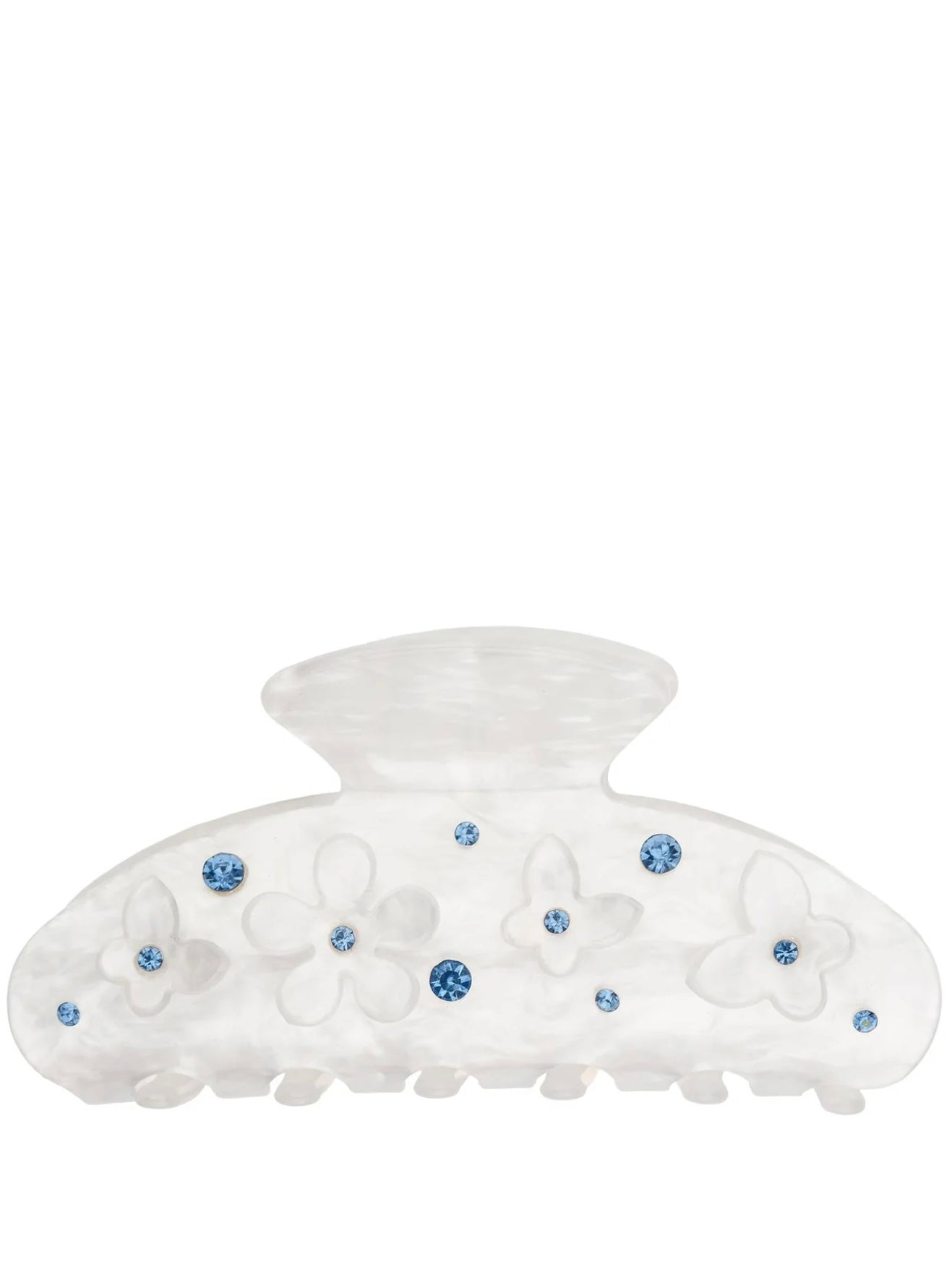 Flower & Butterfly Hair Claw, White/blue