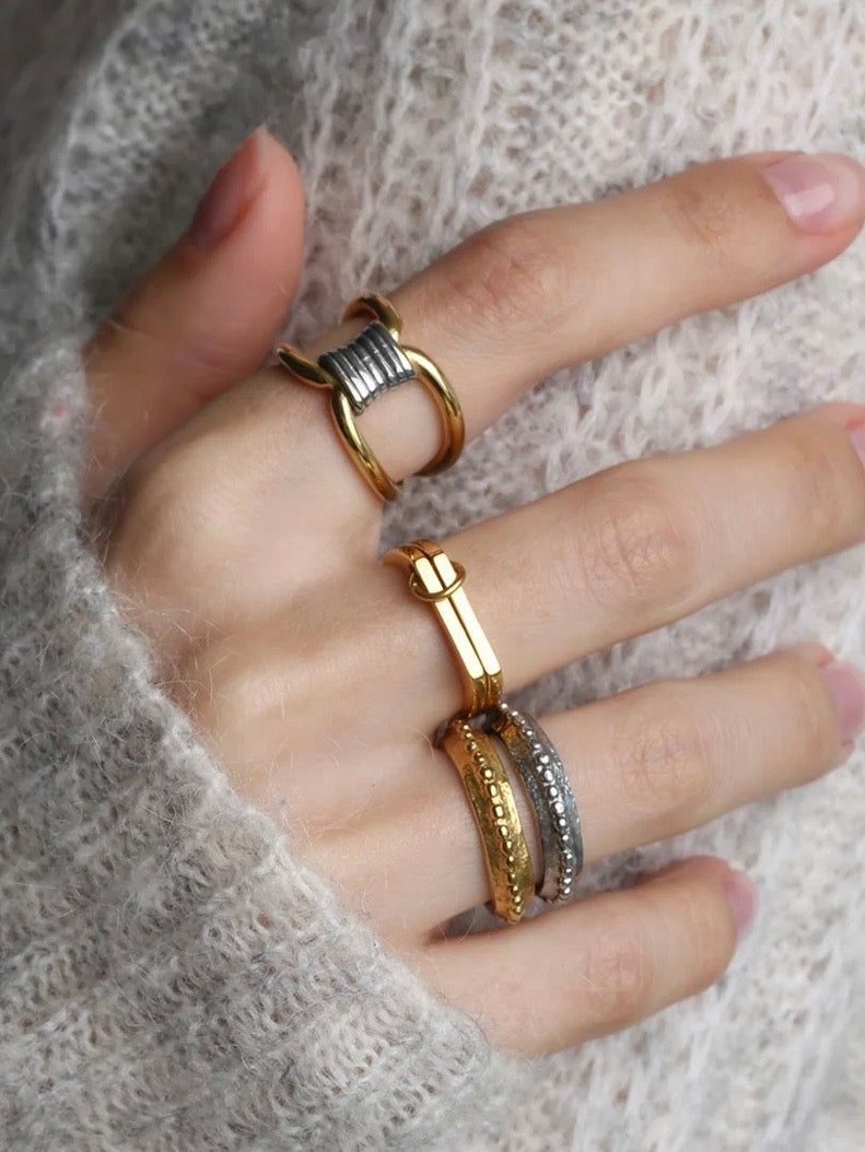 Enya - Mixed Metal Ring Stainless Steel - Gold and Silver