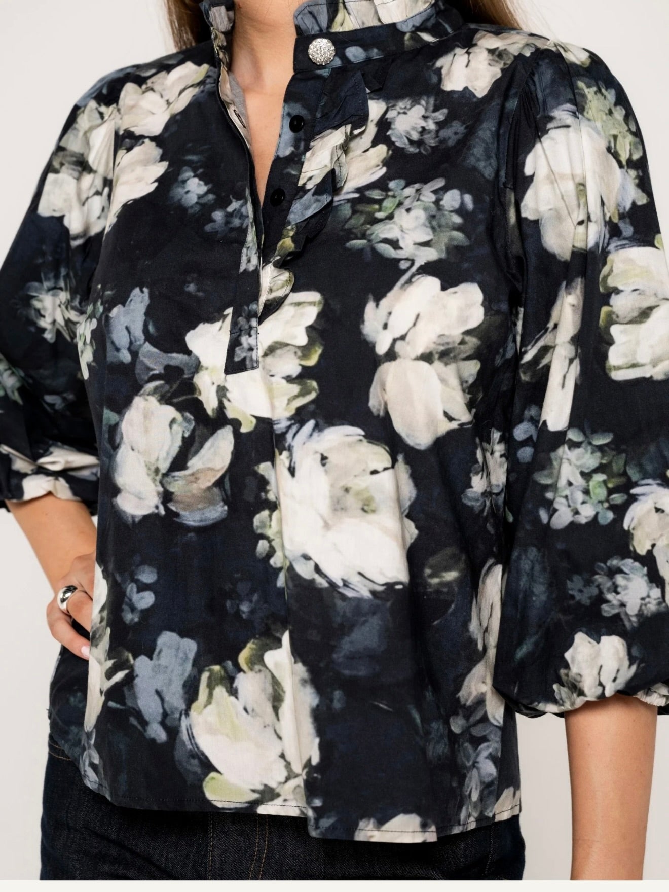 Ella Blouse, Blue Garden