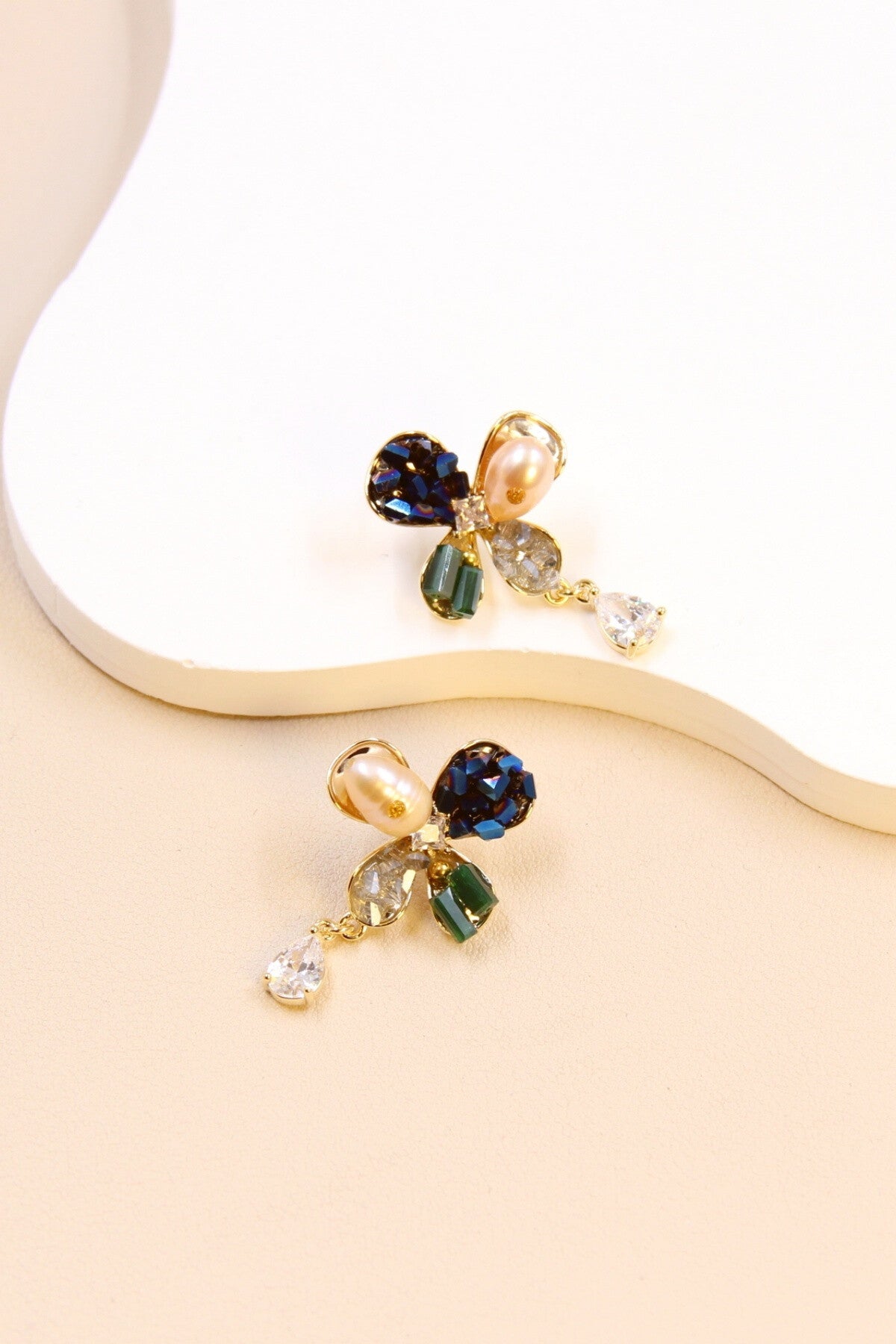 Earrings, Flower crystal