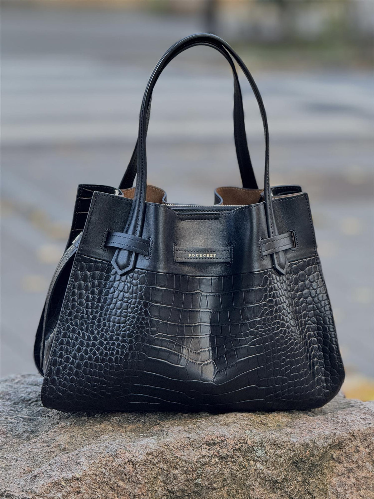 Blossom Large, Croco Black