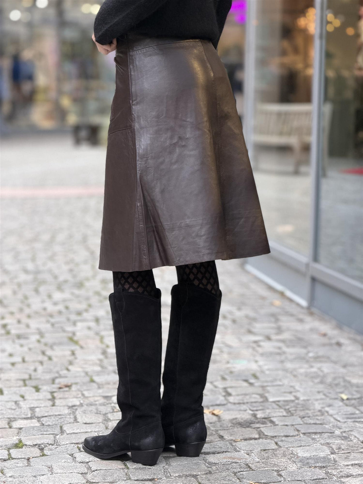 BTFHEIDI Leather Skirt, Brown