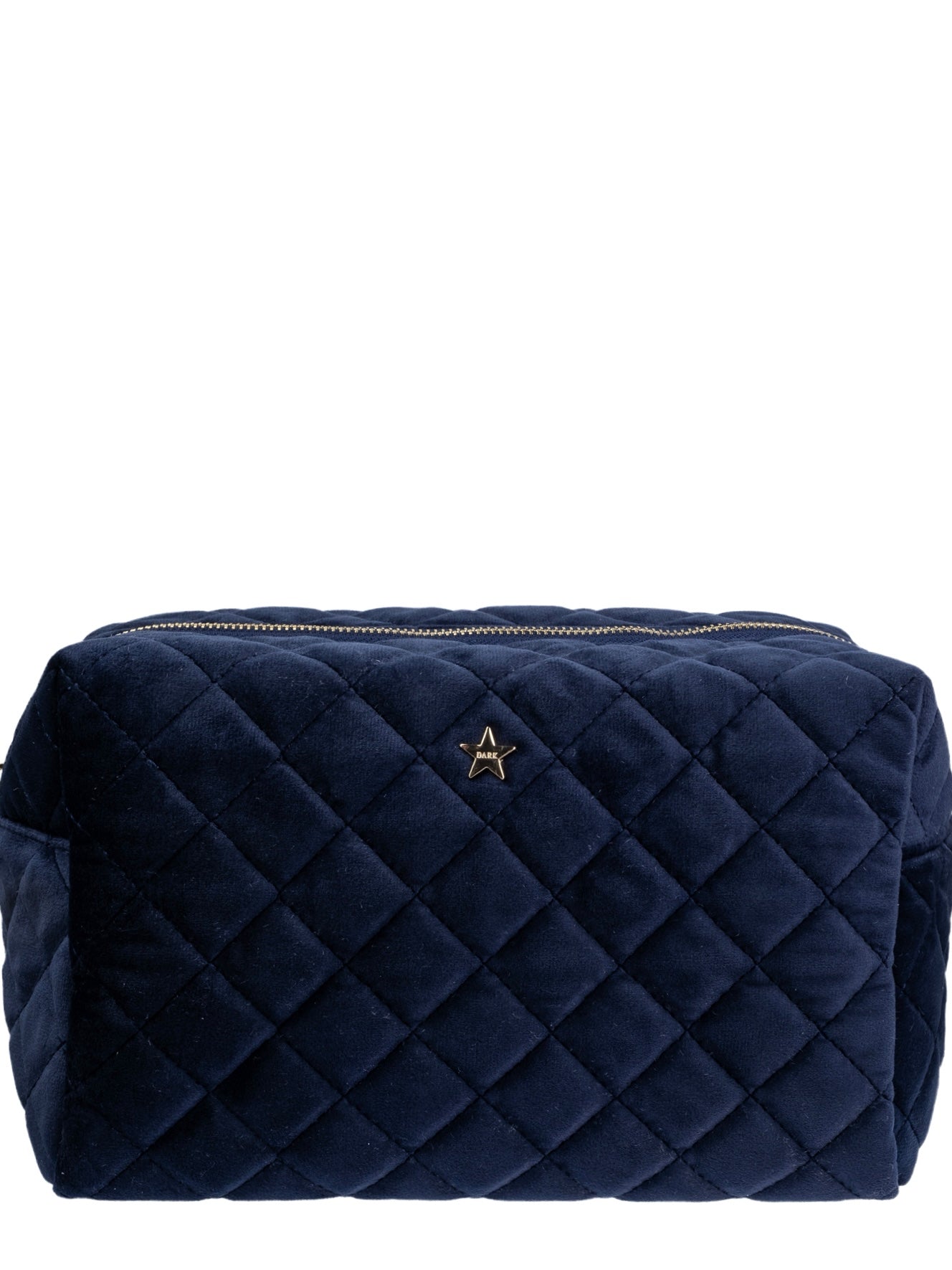 Velvet Square Make-Up Pouch L, Navy Blue