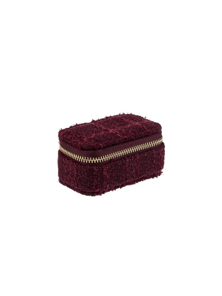 Tweed Jewellery Box Micro, Burgunder