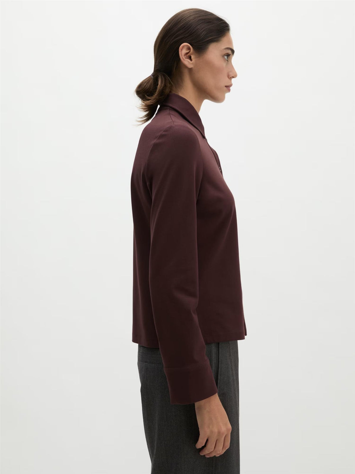 Jersey T-Shirt, Longsleeve, Burgunder