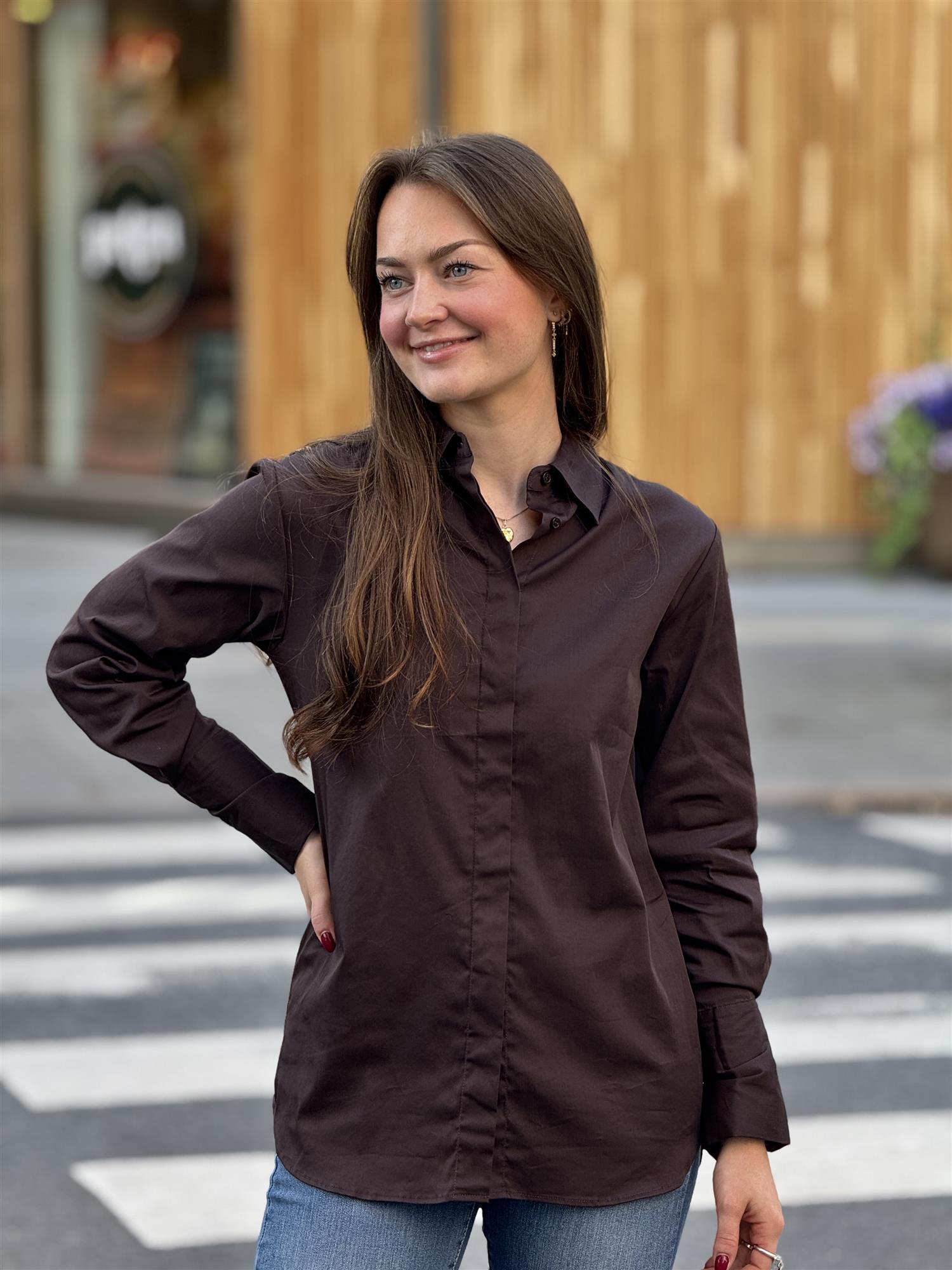 Bettina Classic Shirt, Brown