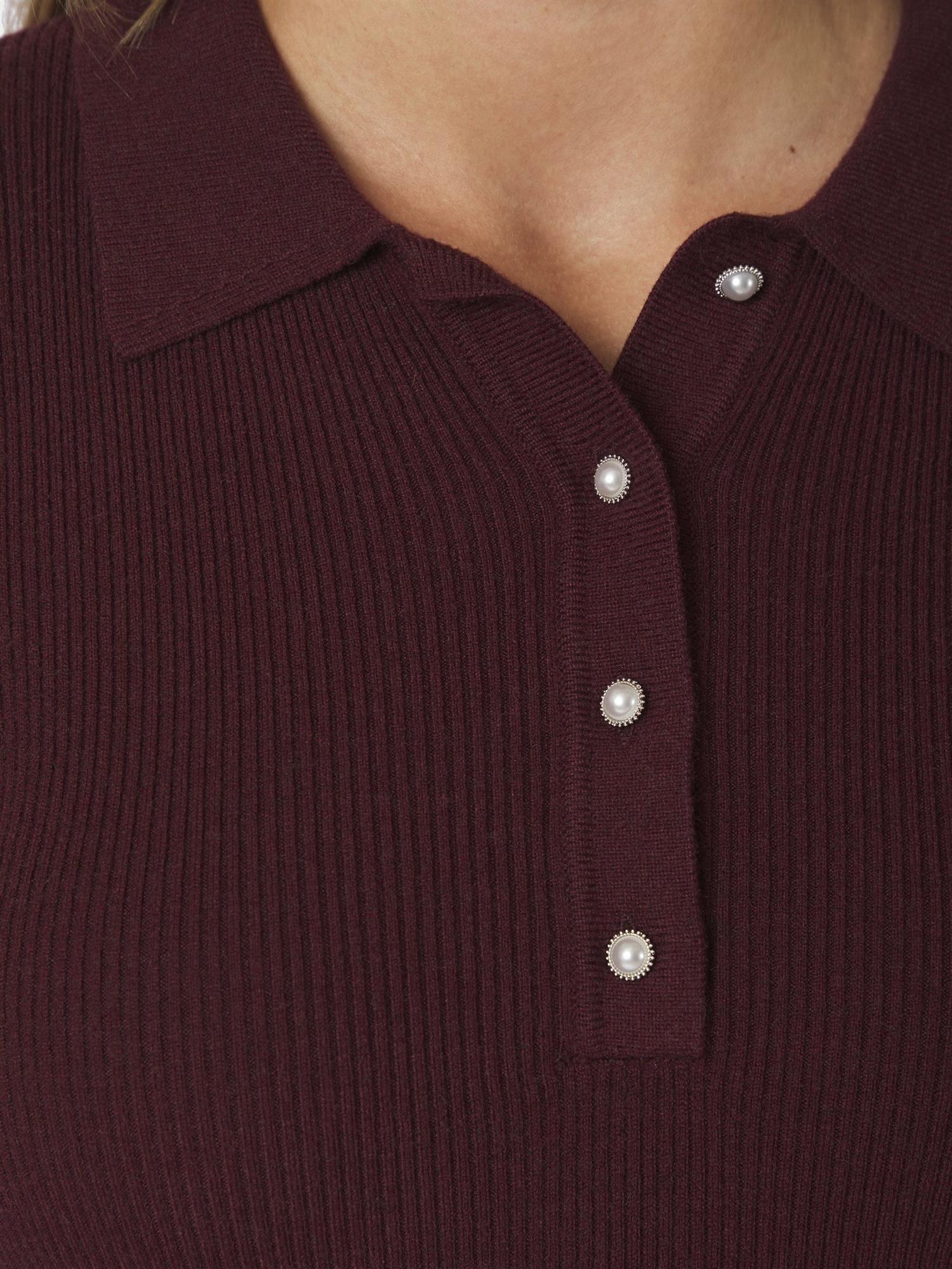 Panama Knit Blouse, Burgunder