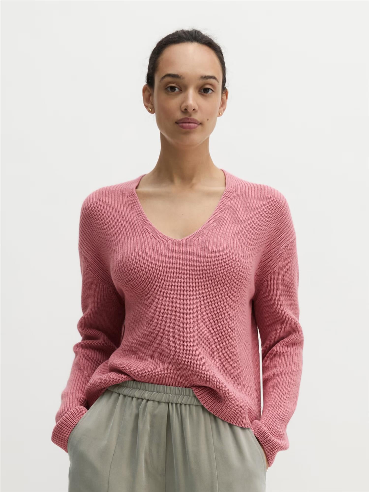 Pullover, V-Neck, Berry Rose