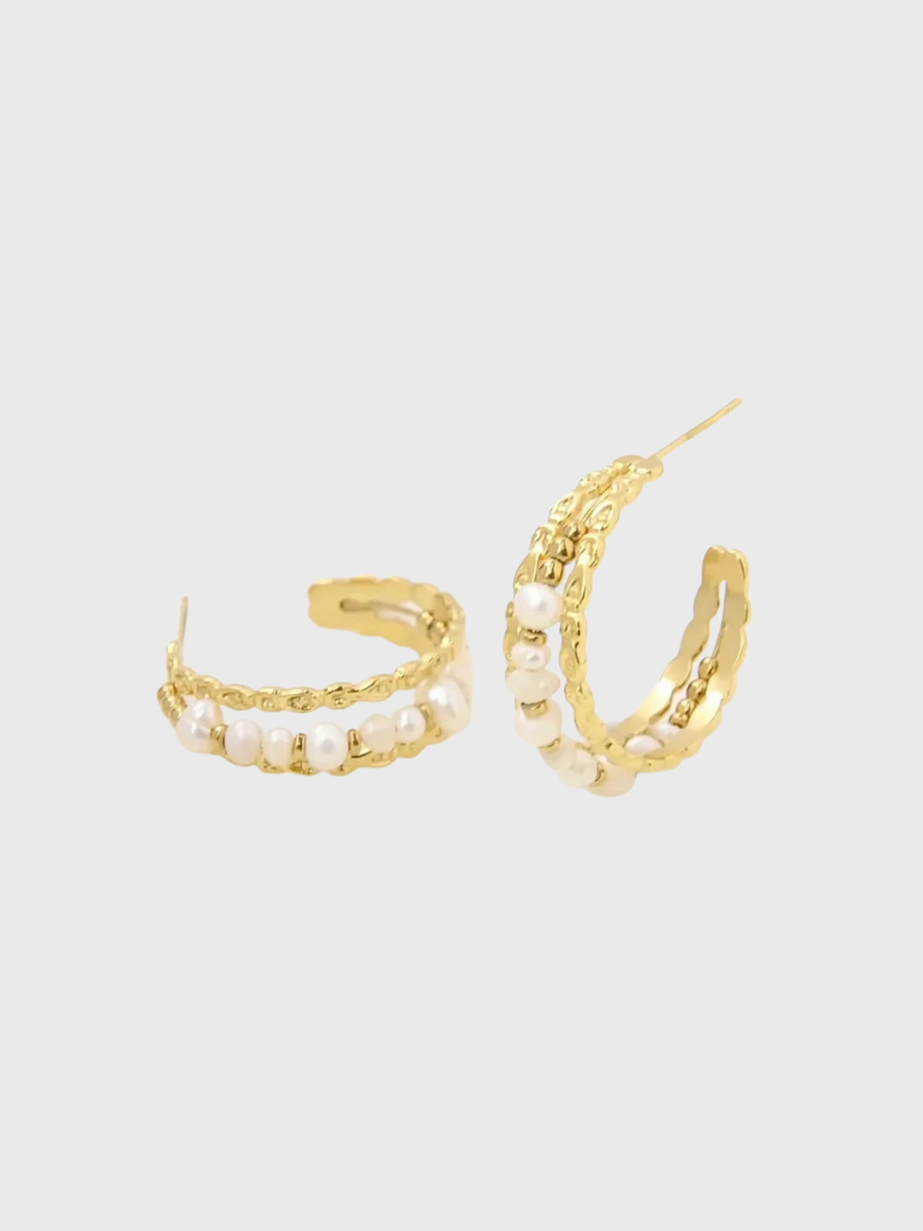 Earrings, Hoop, freshwater pearls
