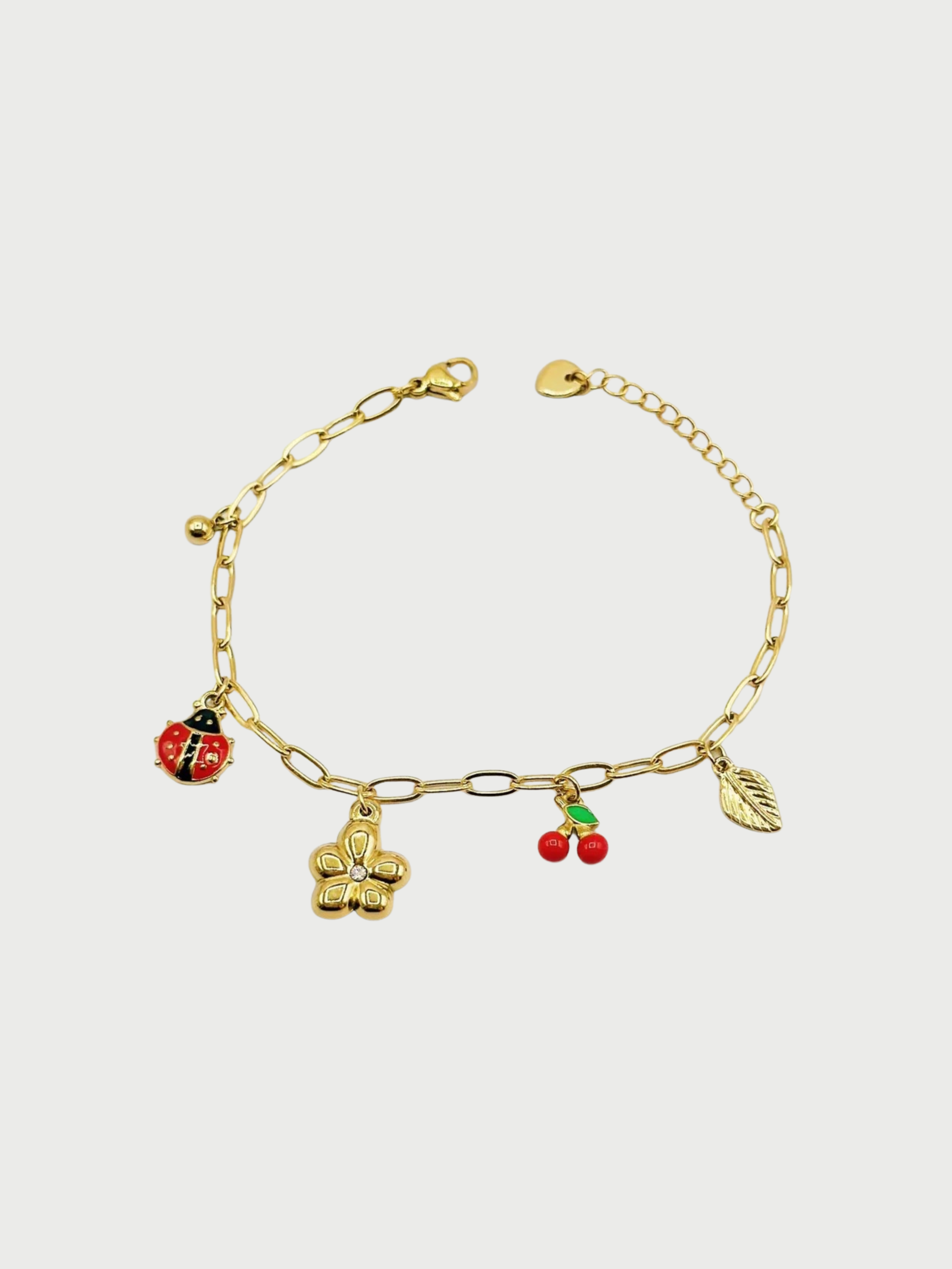 Bracelet with red charms, Gold