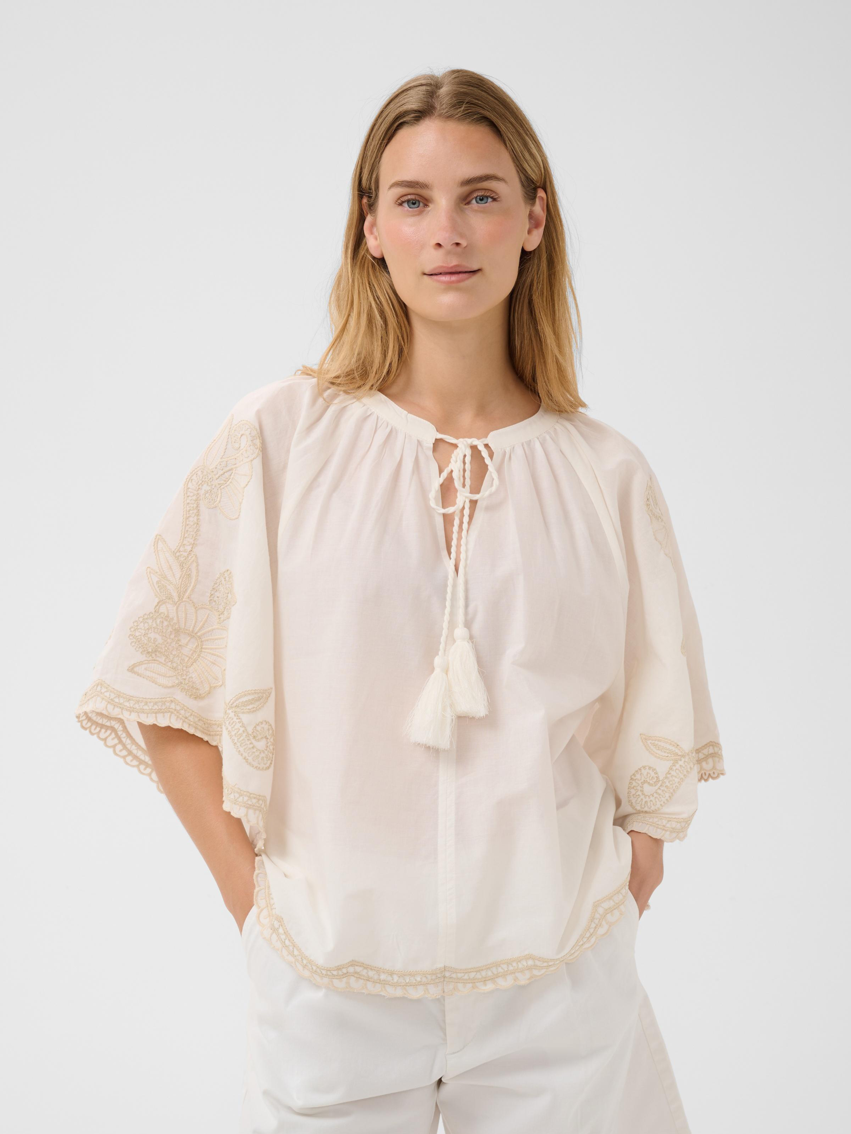 Biancha PW Blouse, White/Beige