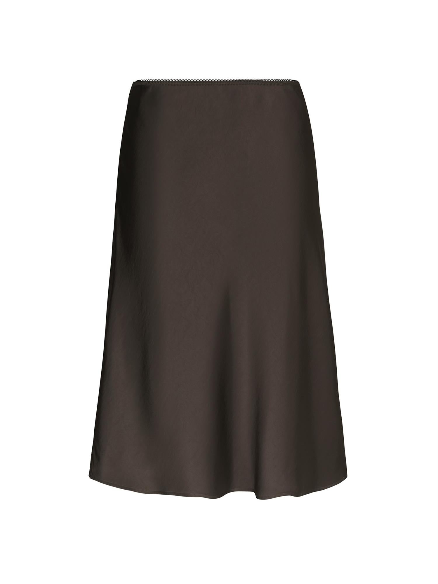 Mindie Heavy sateen Skirt, Dark Brown