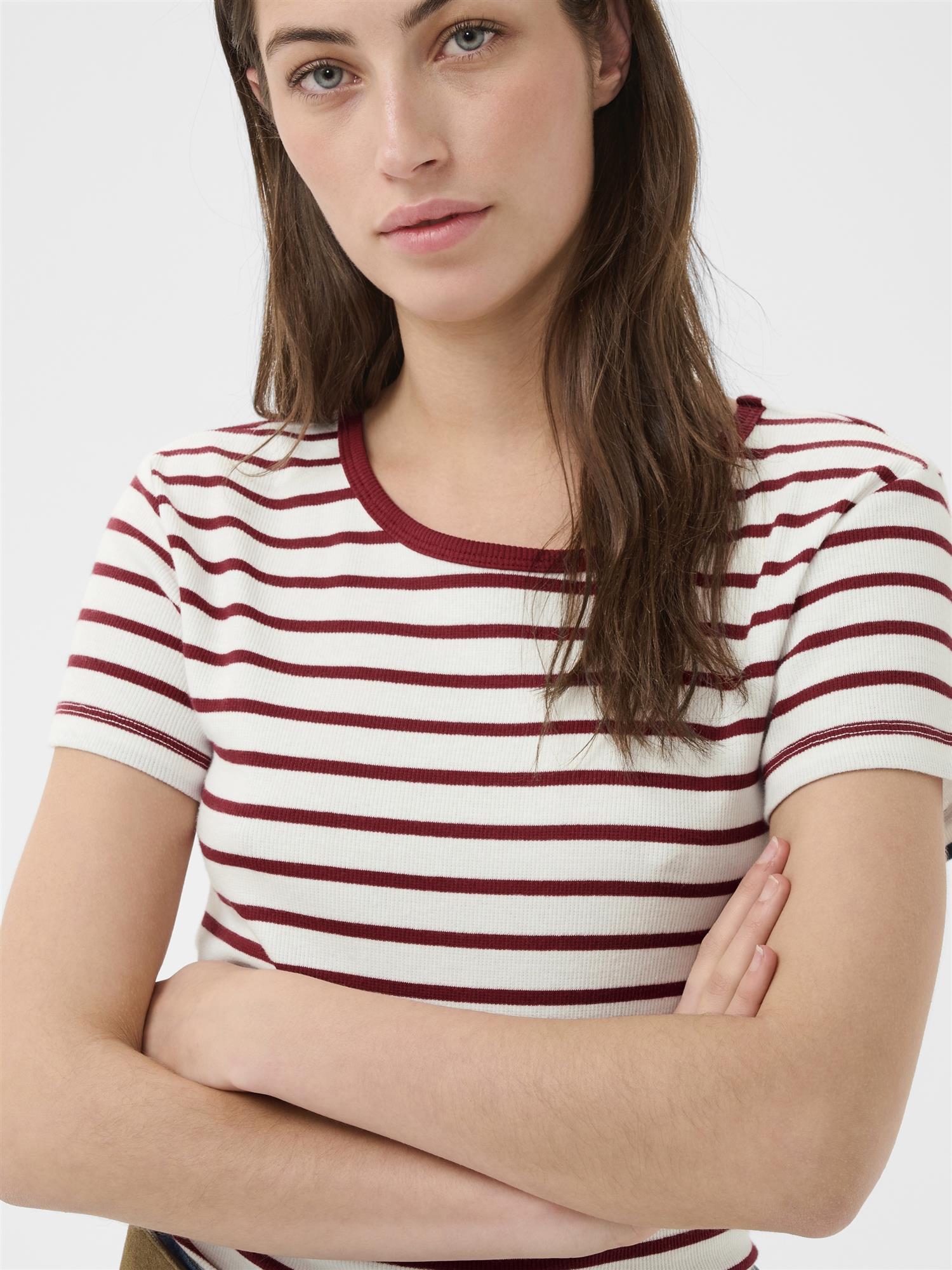 Rochelle PW T-Shirt, Burgunder stripe