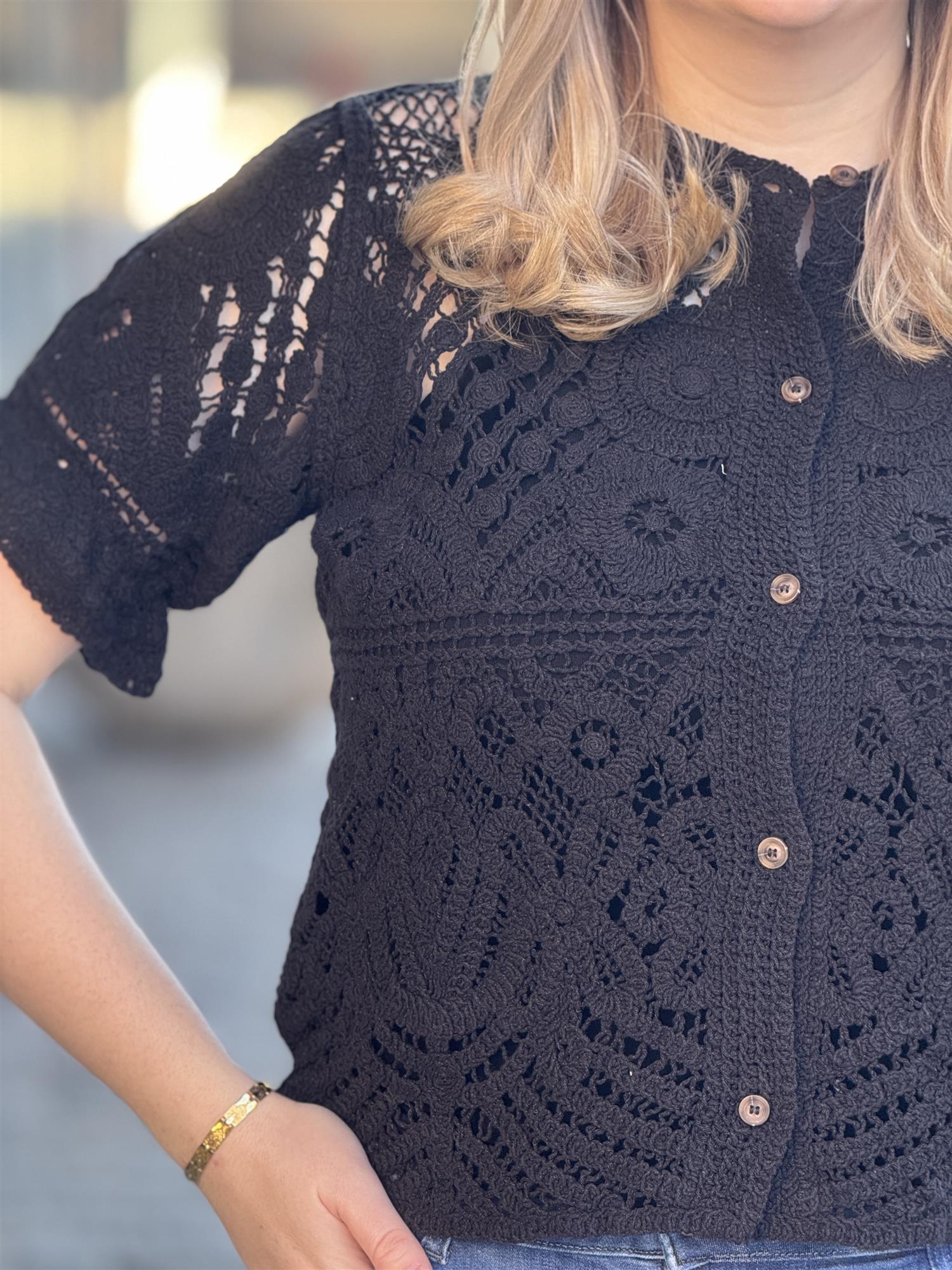 LR-ROSA 2 Cardigan, Black
