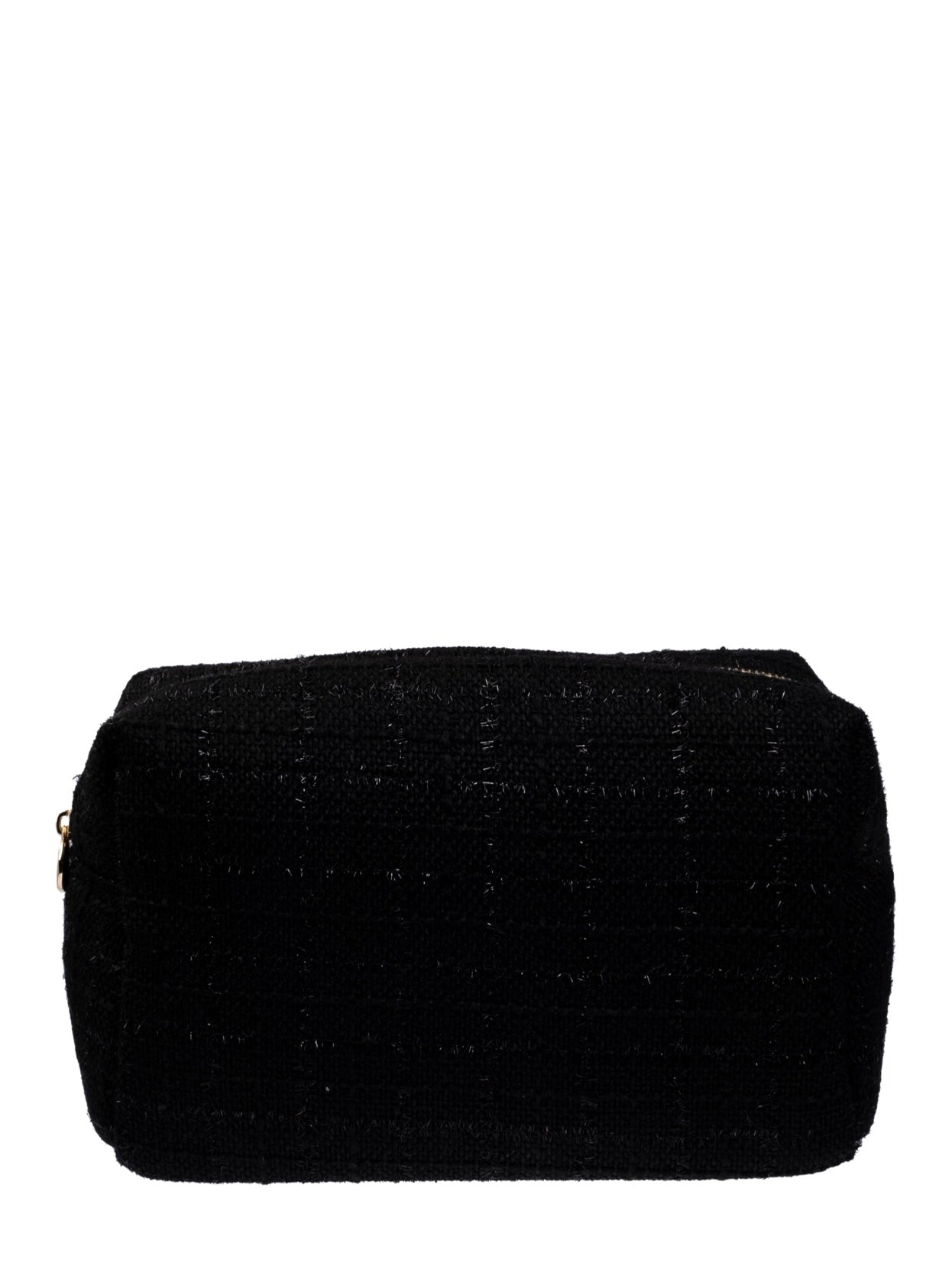 Tweed Make-Up Pouch Large, Black