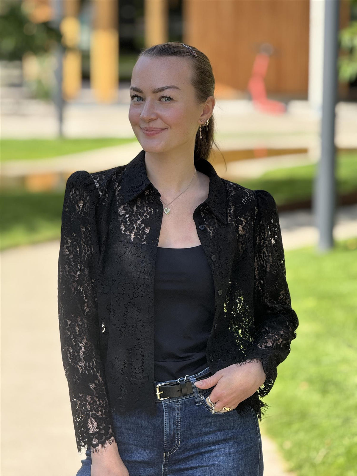 Lace Shirt, Black