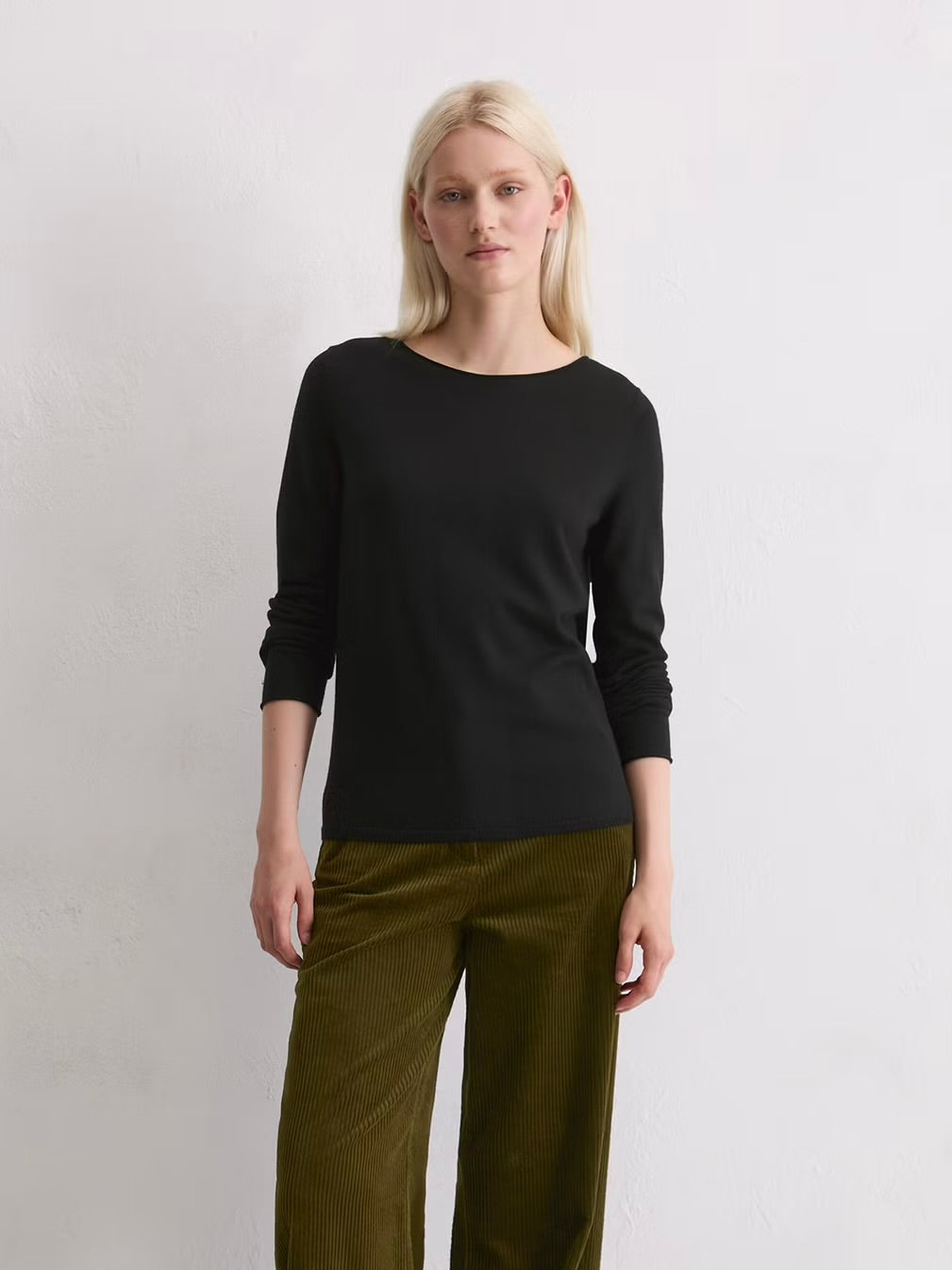 Pullover, longsleeve, boat neck,Black