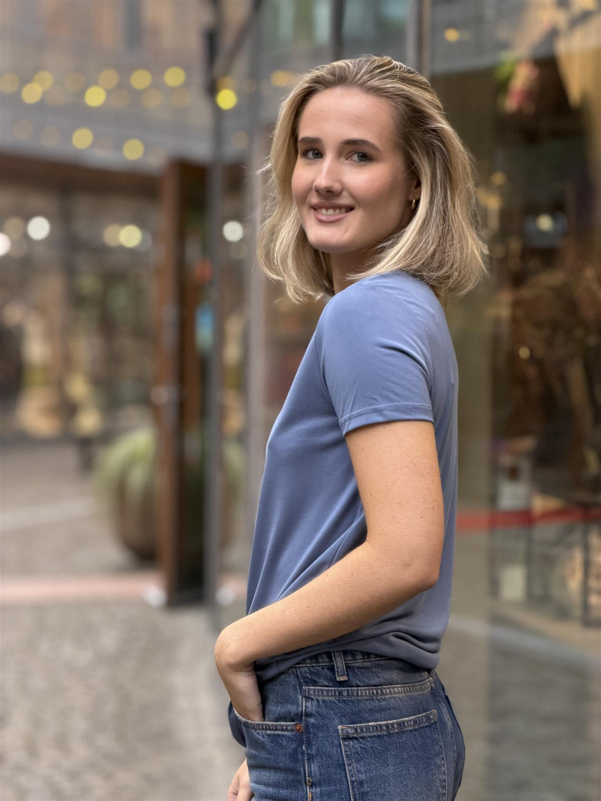 Adele t-shirt round neck, Blue
