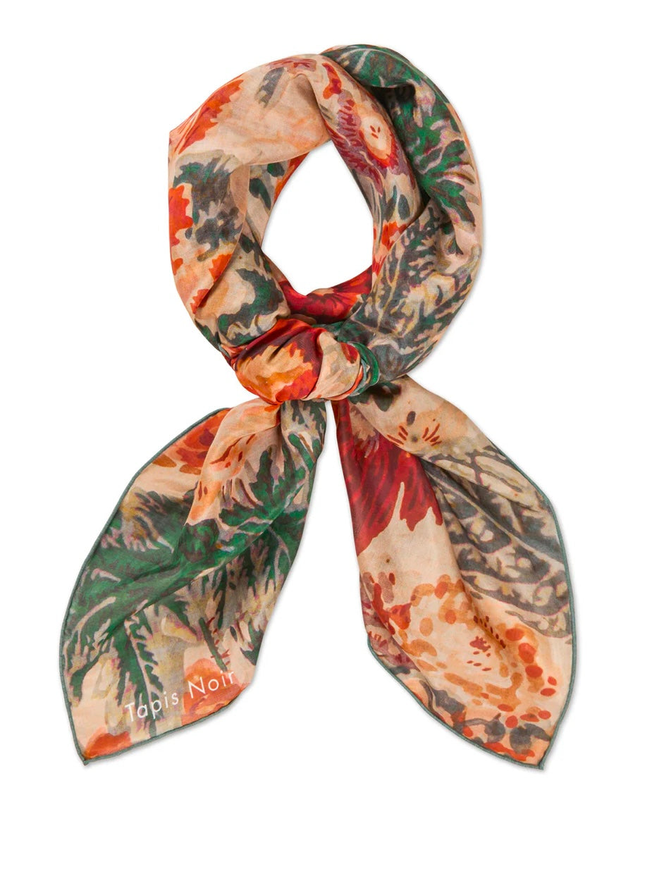 Large Light Warm Flower Scarf, Red