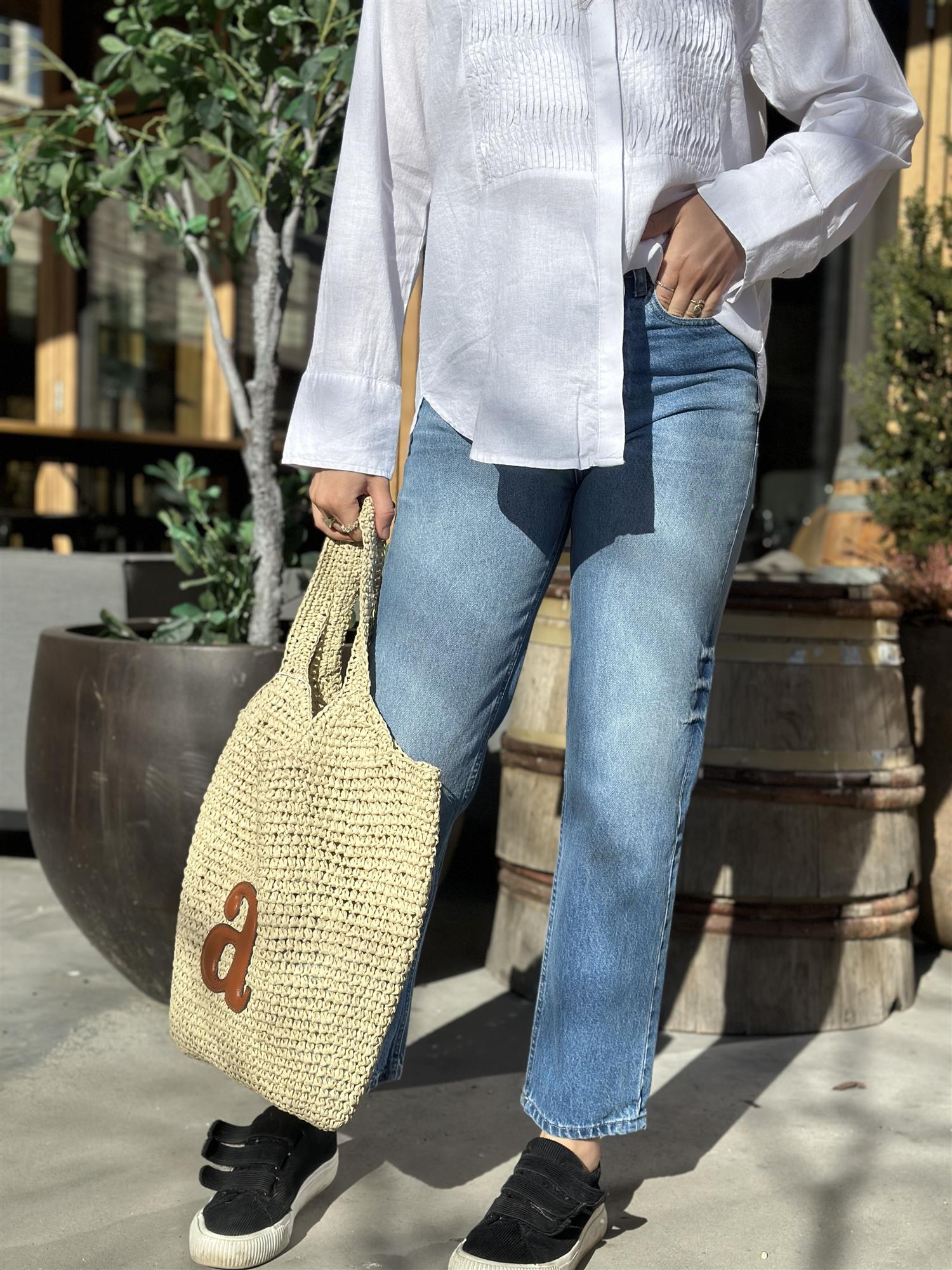 Raffia Tote, Ecru