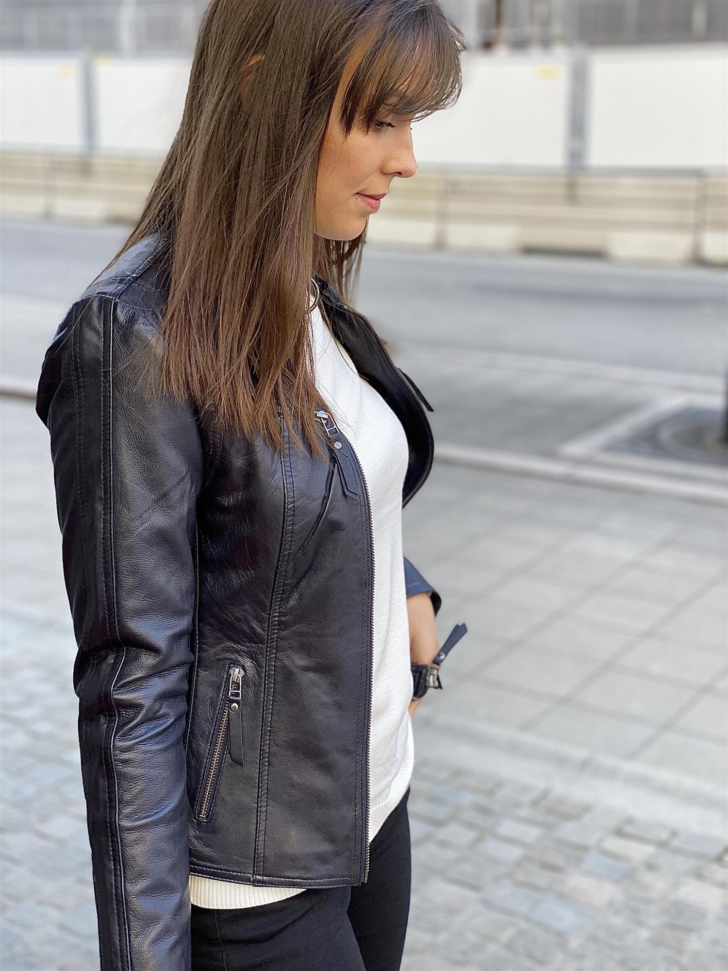 Biker Jacket Basic, Sort