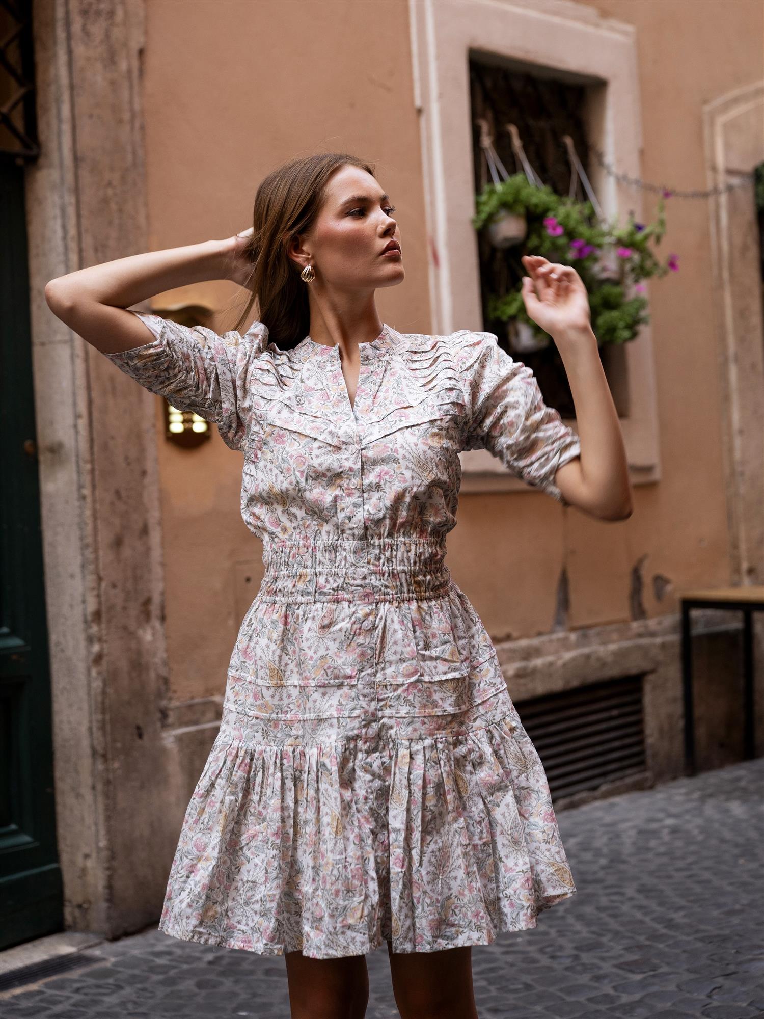 Millie Dress, Pink Garden