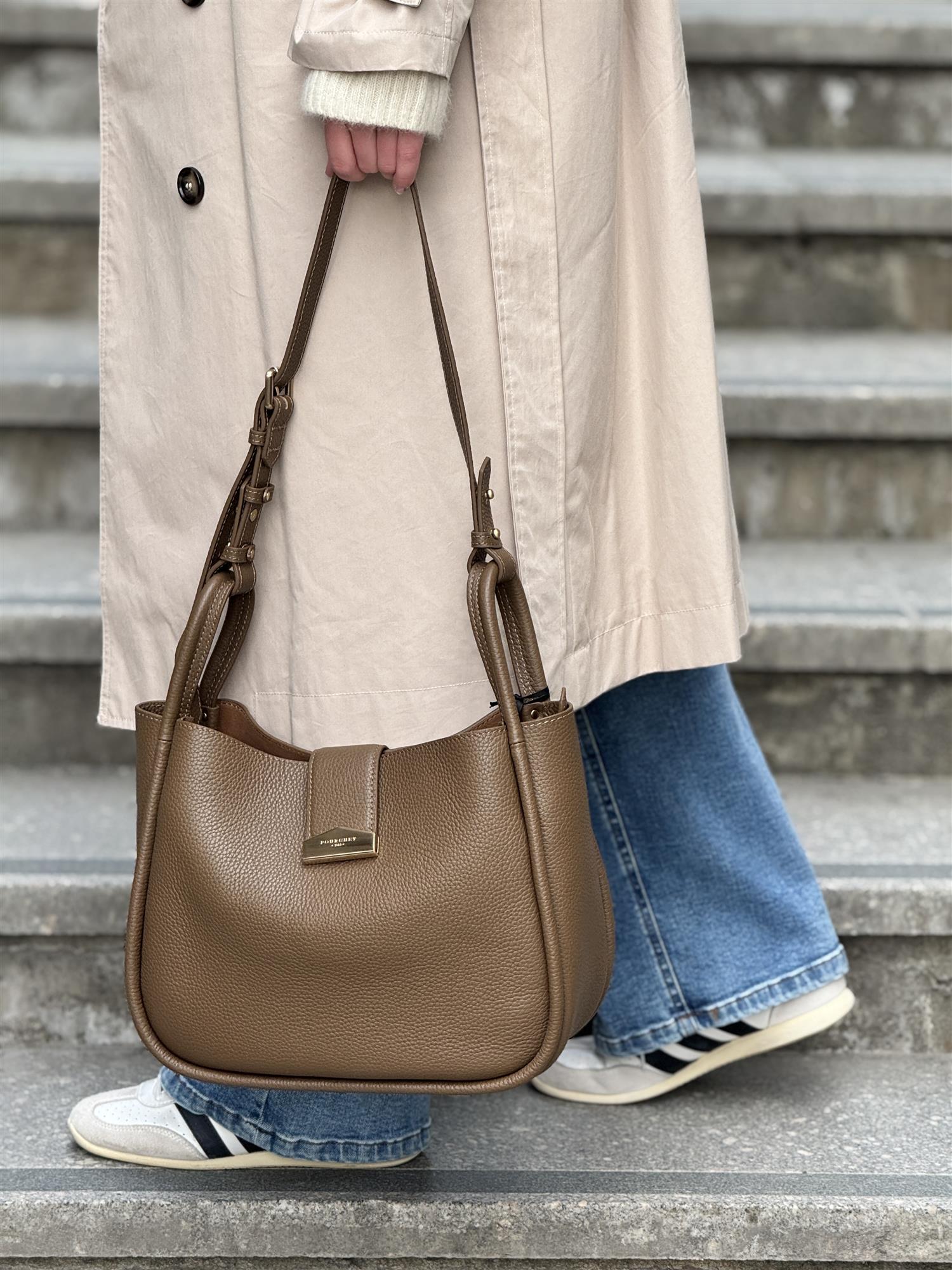 Liane, medium crossbody, Taupe