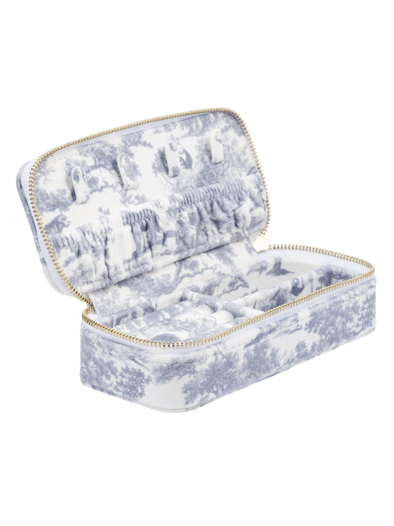 Velvet Jewellery Box Mini, Blue Savannah