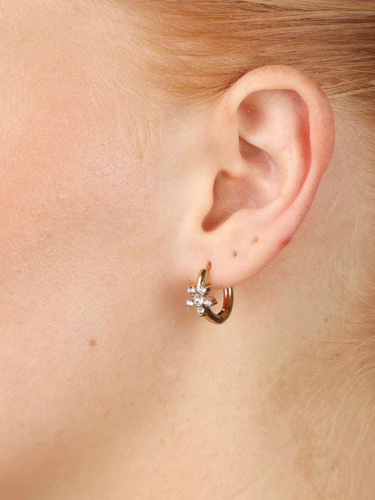 Helia - Crystal Hoop Earrings Stainless Steel - Gold