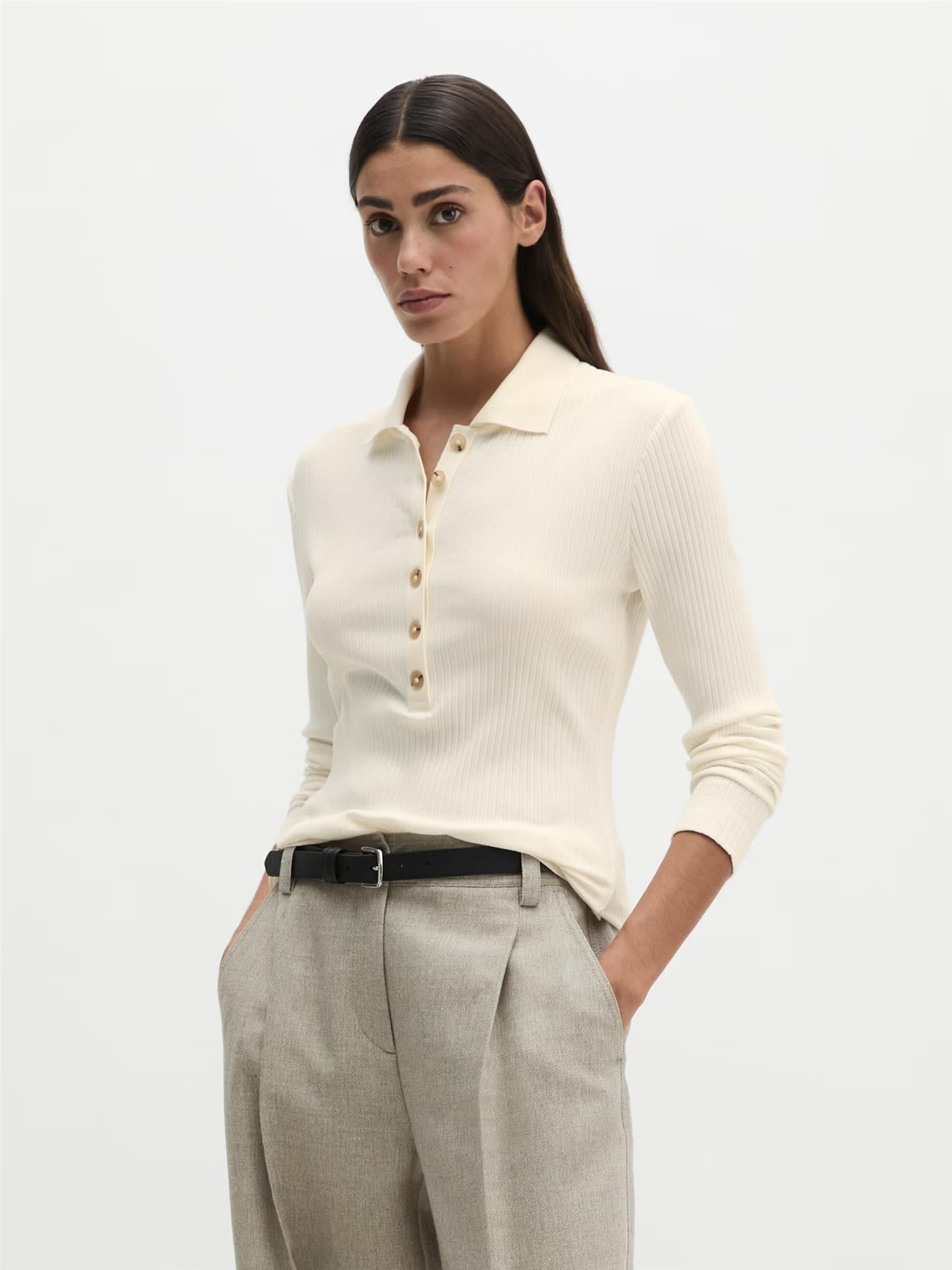 Jersey Poloshirt Longsleeve, White