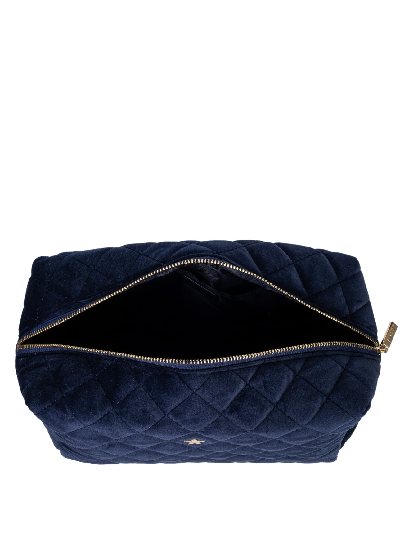 Velvet Square Make-Up Pouch L, Navy Blue