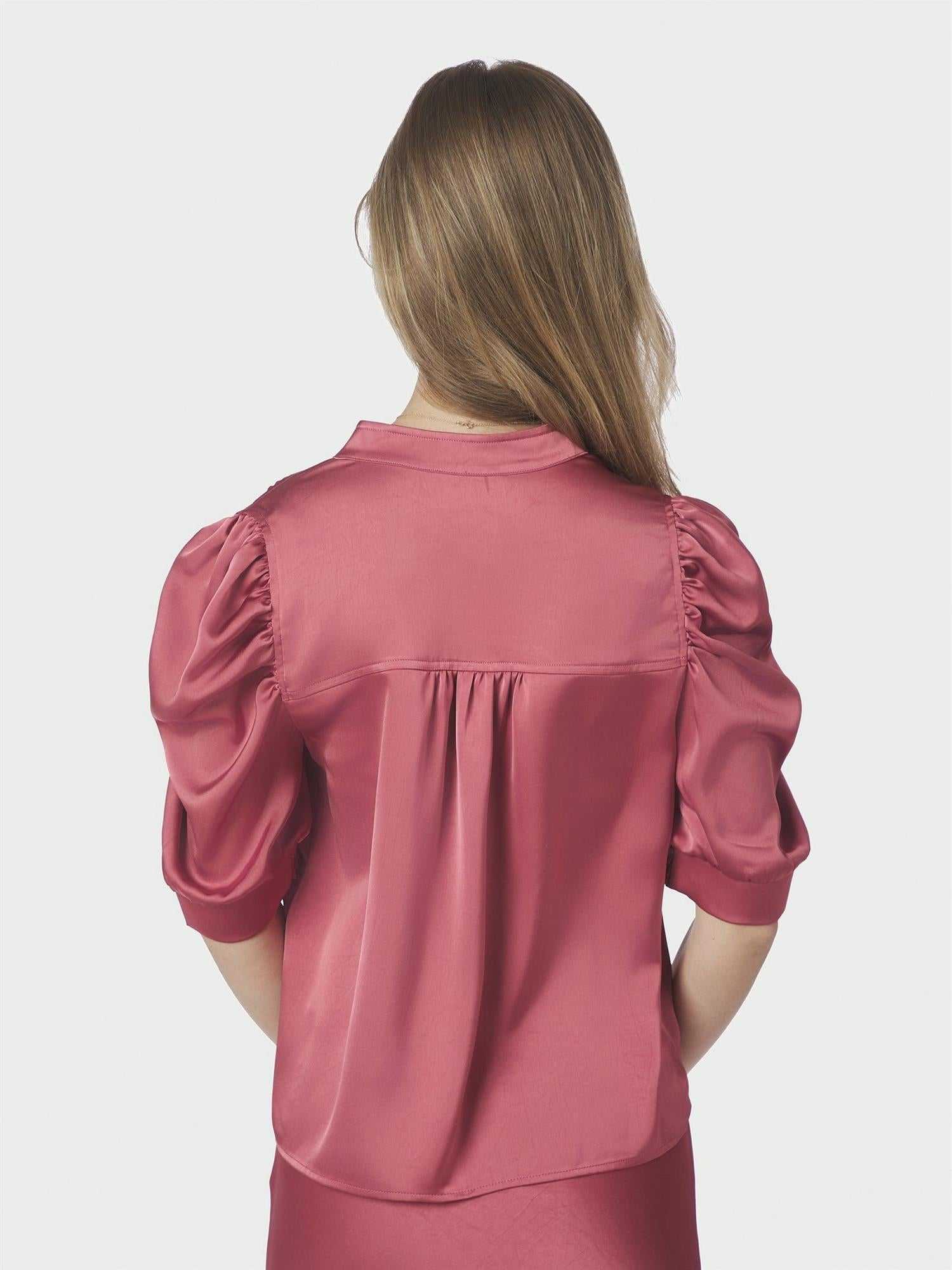 Roella Heavy Sateen Blouse, Cherry Pink