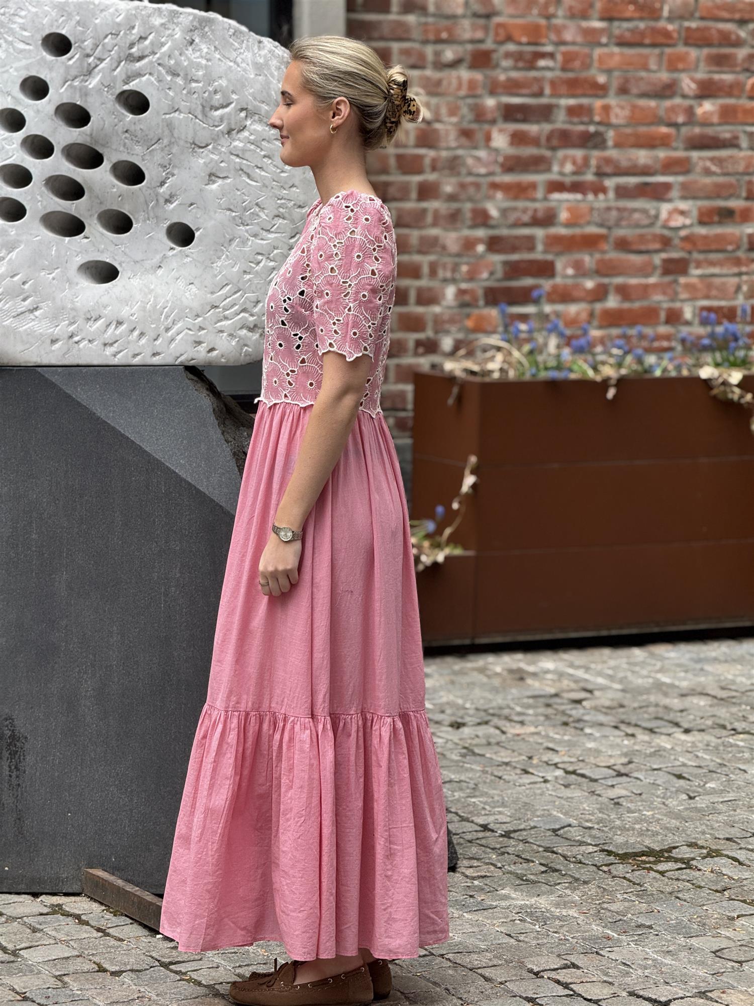 Broderie Anglaise Maxi Dress, Pink