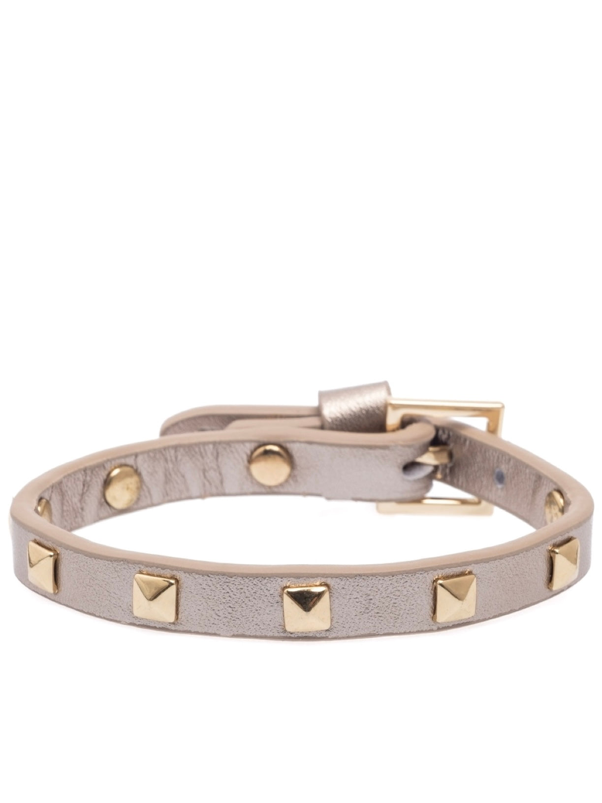 Leather Stud Bracelet Mini, Champagne Metallic