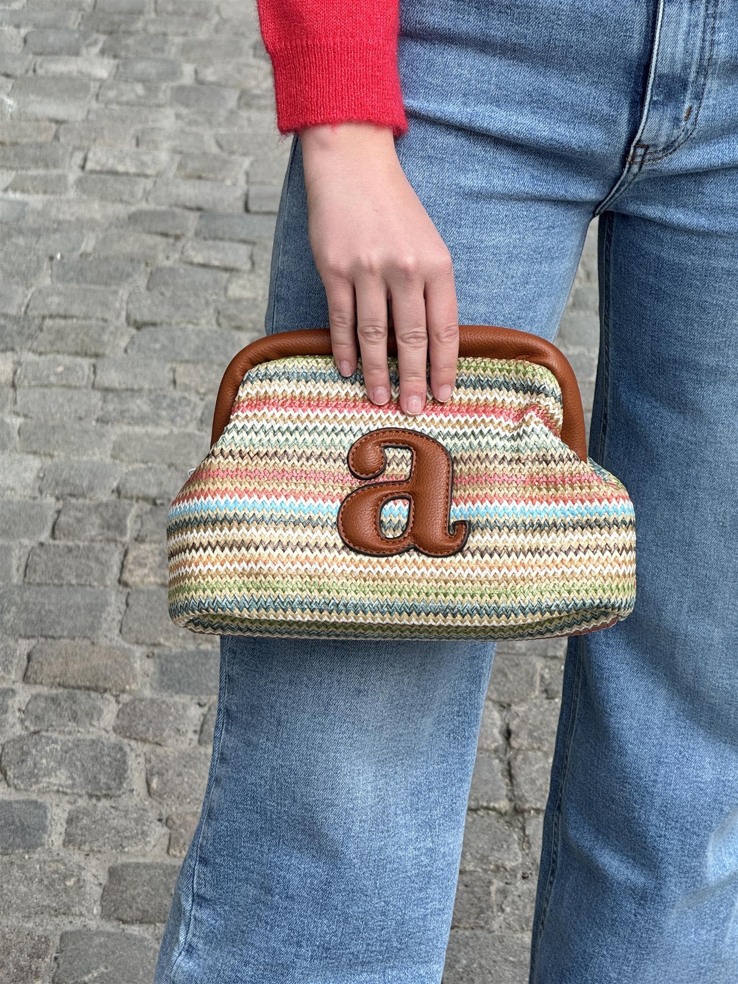Raffia Clutch Stripe
