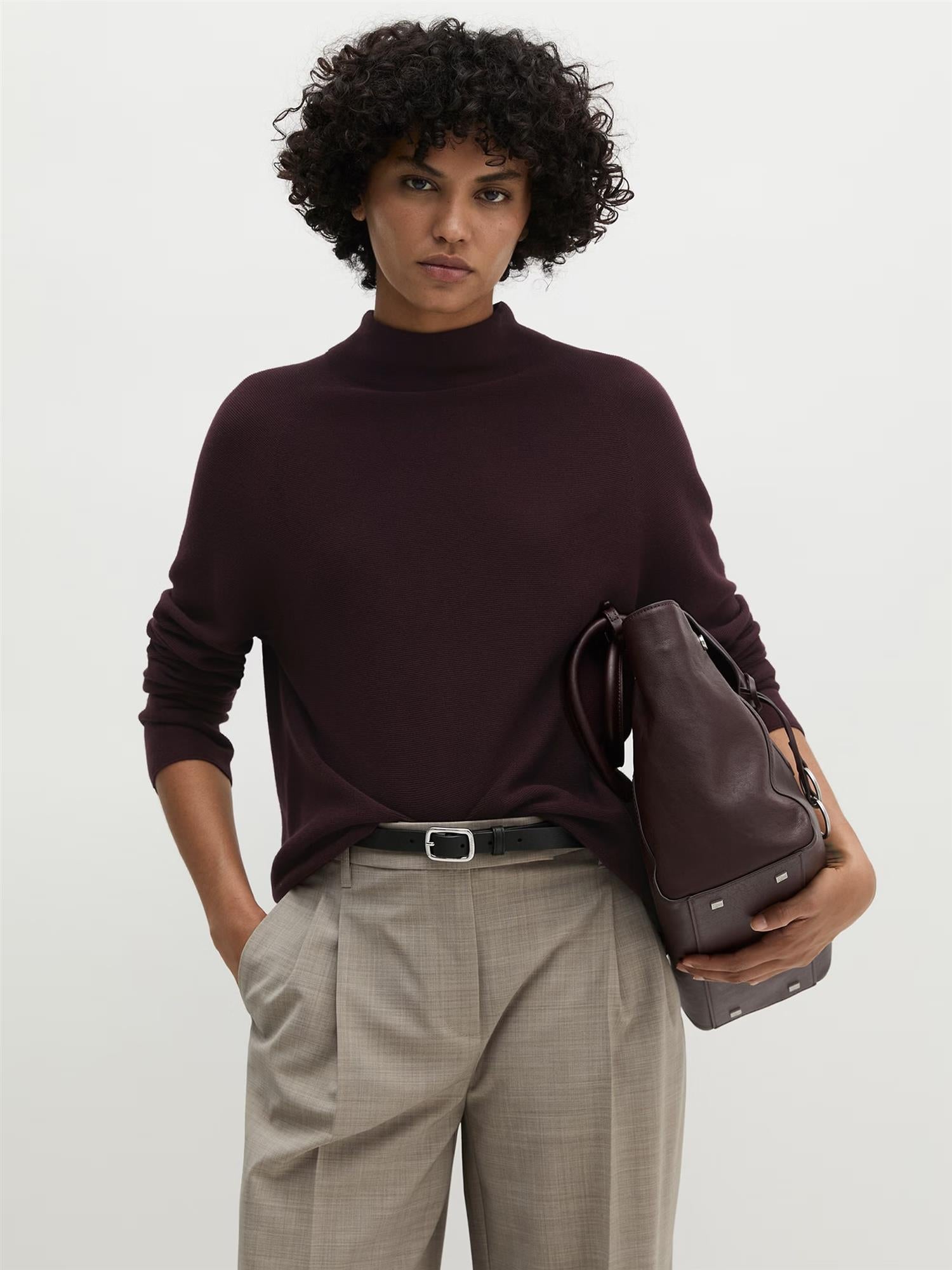 Pullover, Stand up collar, Burgunder