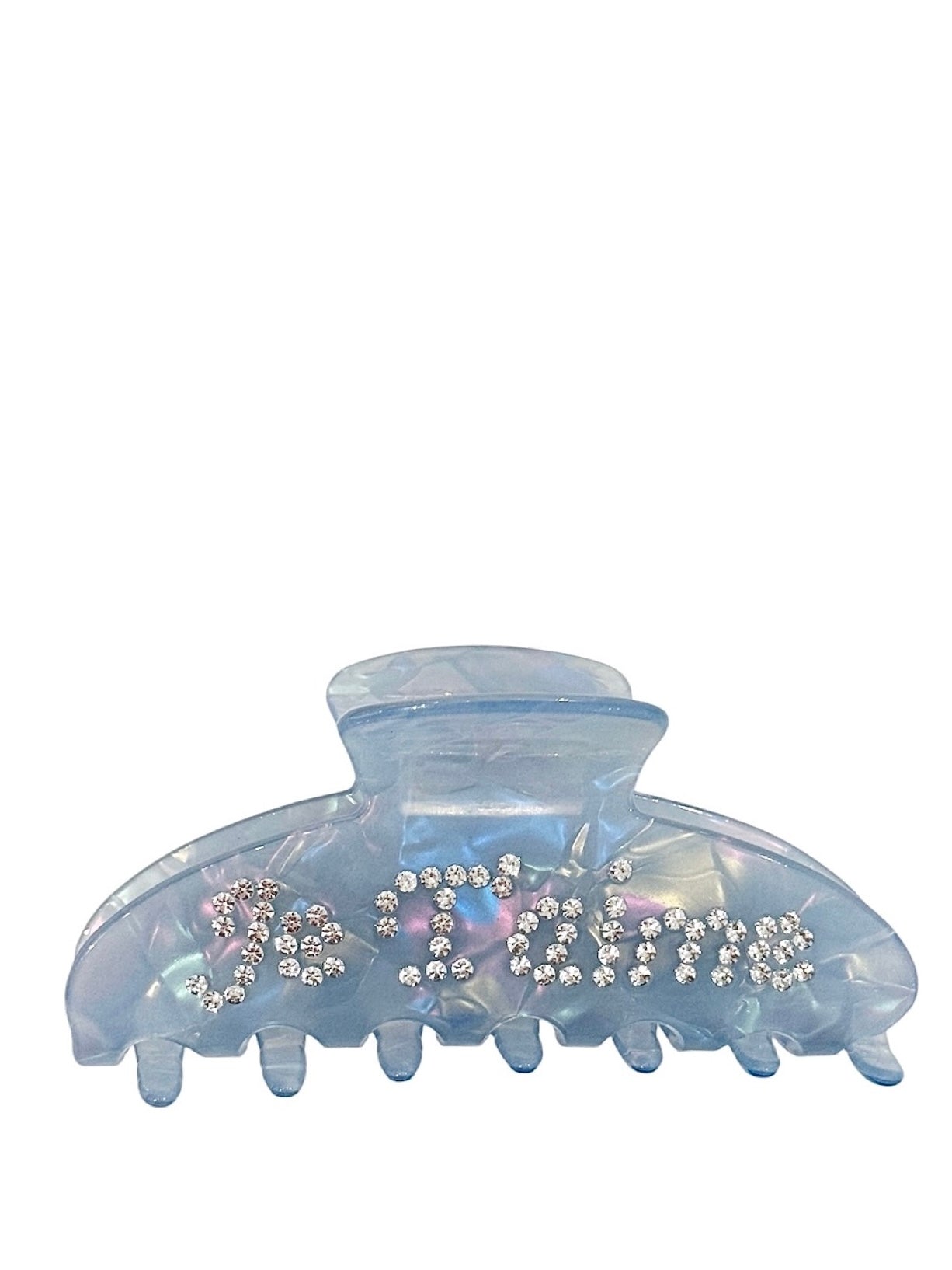 Text Hair Claw,"Je T'aime" Cool Blue