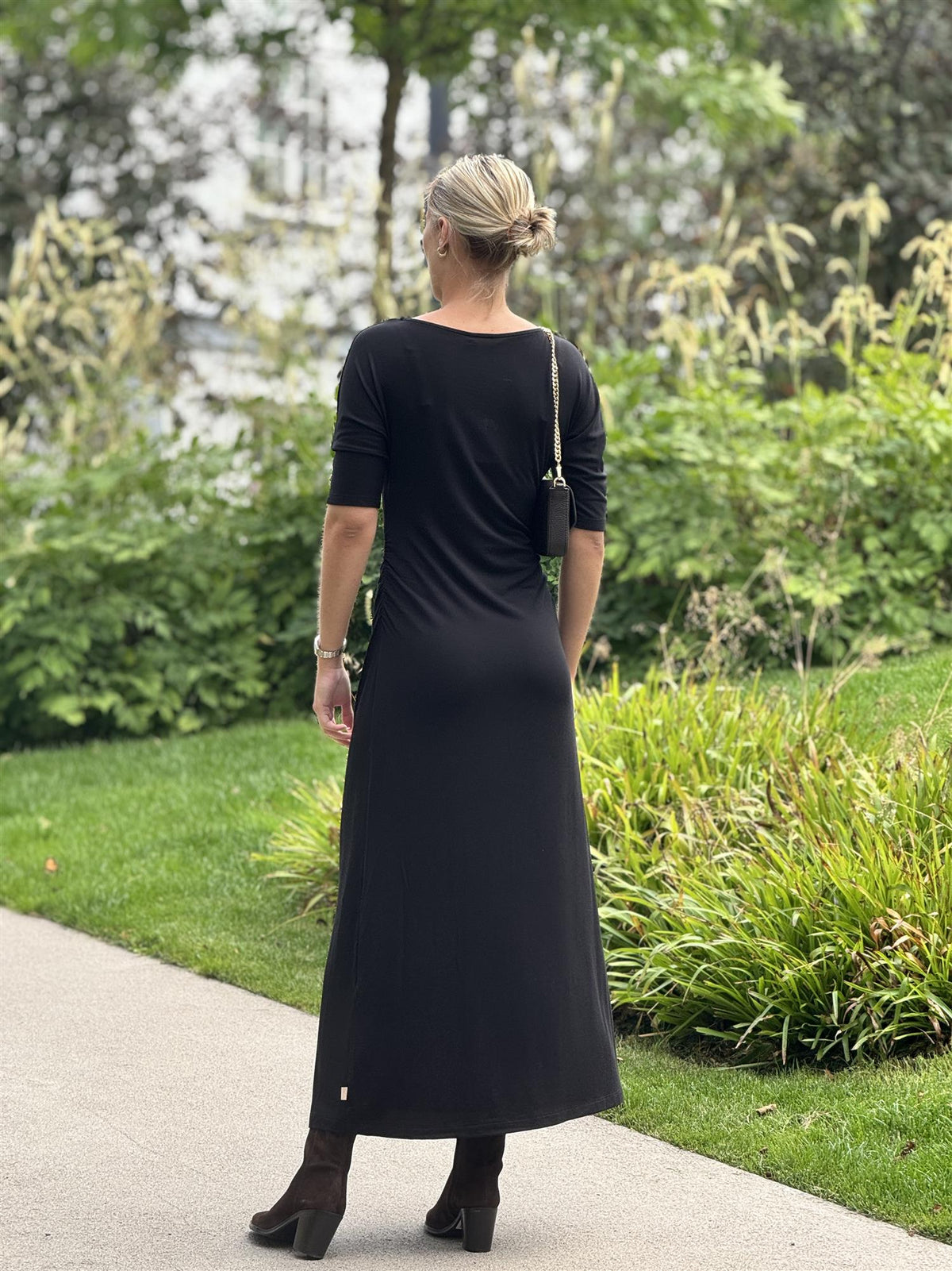 Jersey Fitted Dress, Black