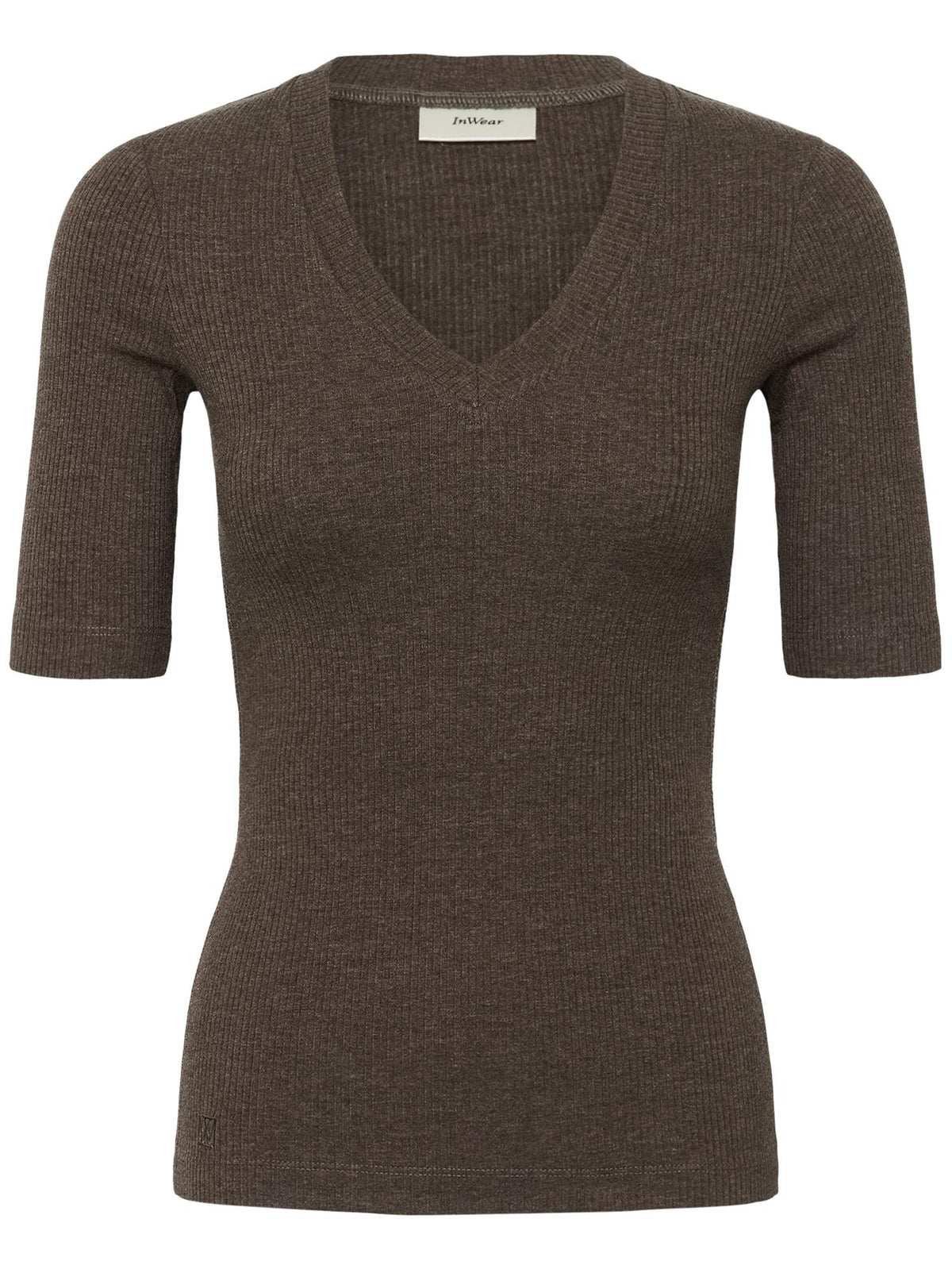 Dagna IW Melange V T-Shirt, Dark Brown