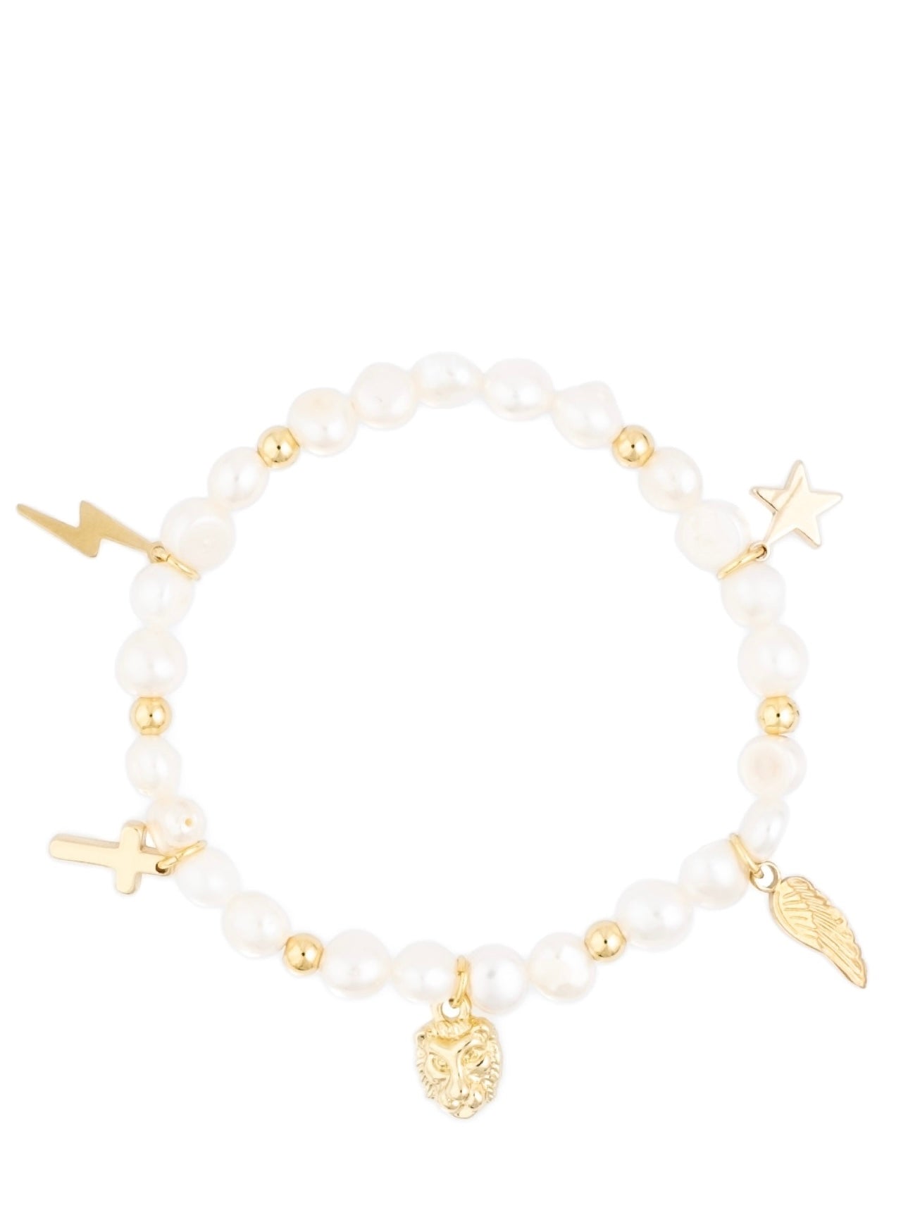 Pearl Bead Bracelet 6 mm W/5 Charms
