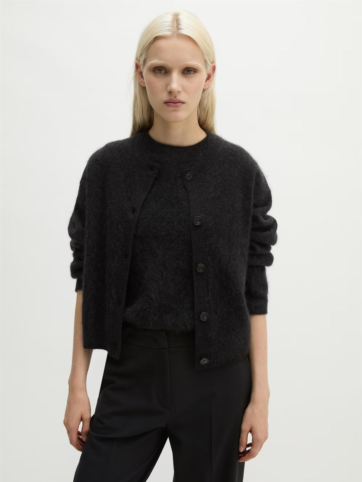 Cardigan, Round-neck, Burnt Coffee