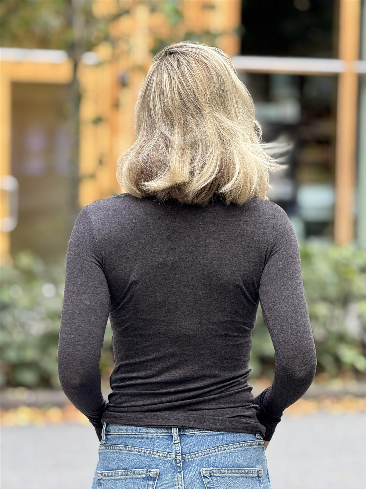 Bente Longsleeve, Dark brown melange