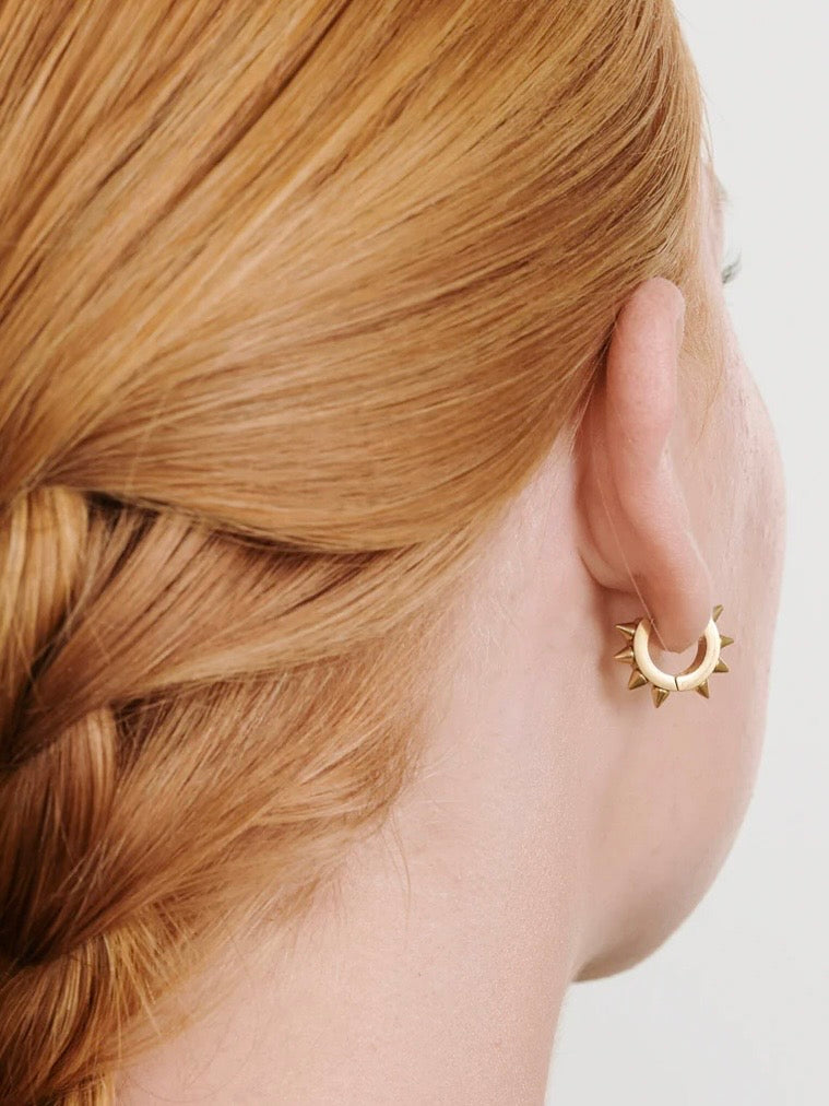 Elda - Spike Hoop Earrings Stainless Steel - Gold