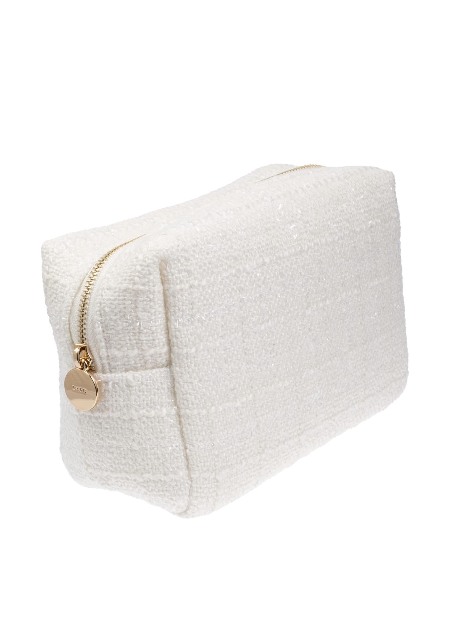 Tweed Make-Up Pouch Small, White